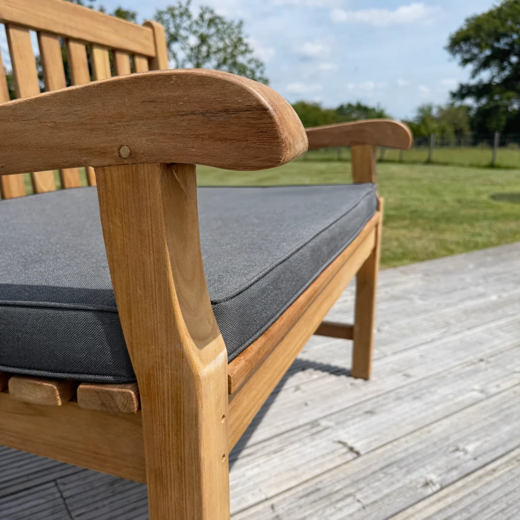 Hampton Small Teak Classic Garden Bench With Cushion - Image 6