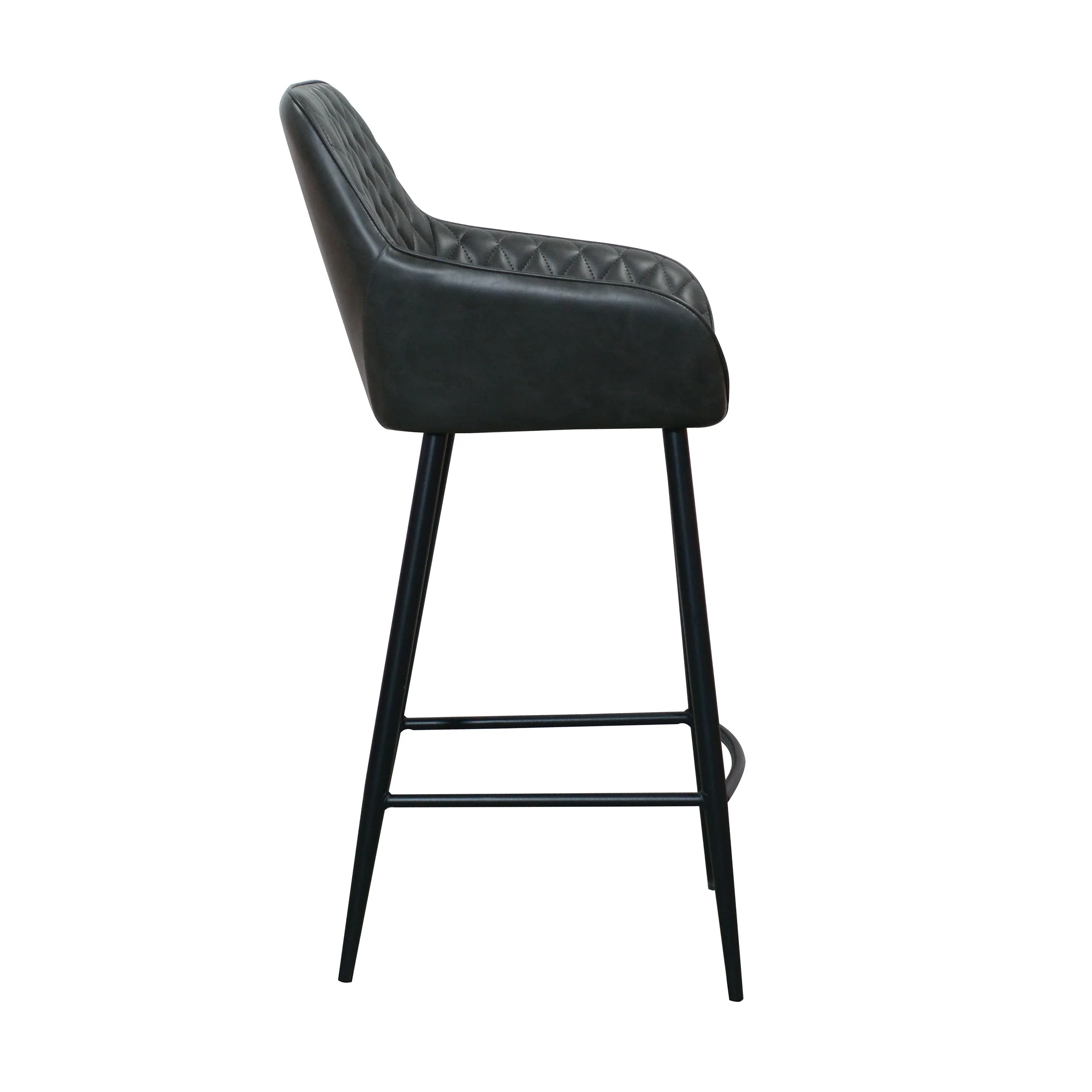 Harold Faux Leather Quilted Bar Stool | Grey - Image 4