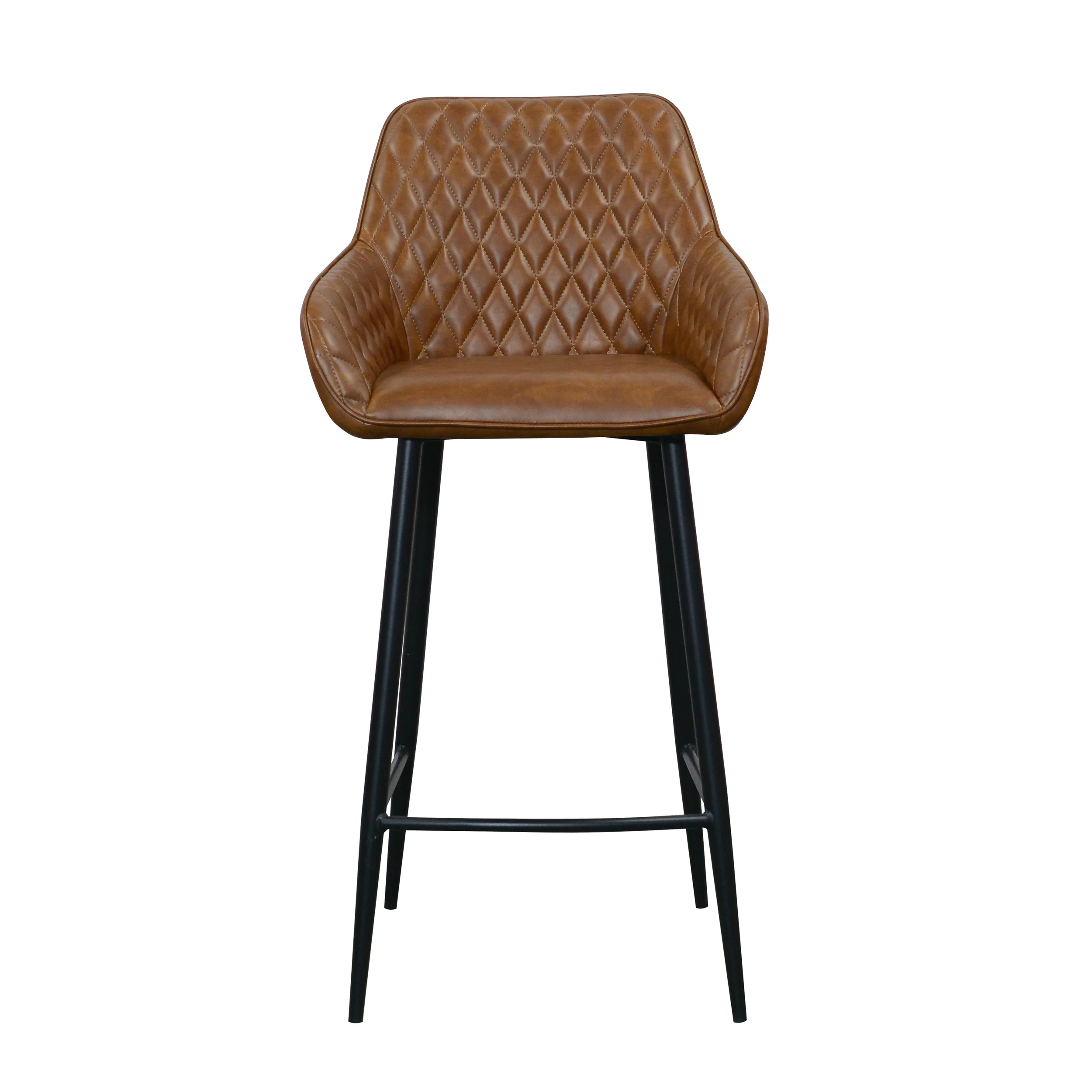 Harold Faux Leather Quilted Bar Stool | Tan - Image 2