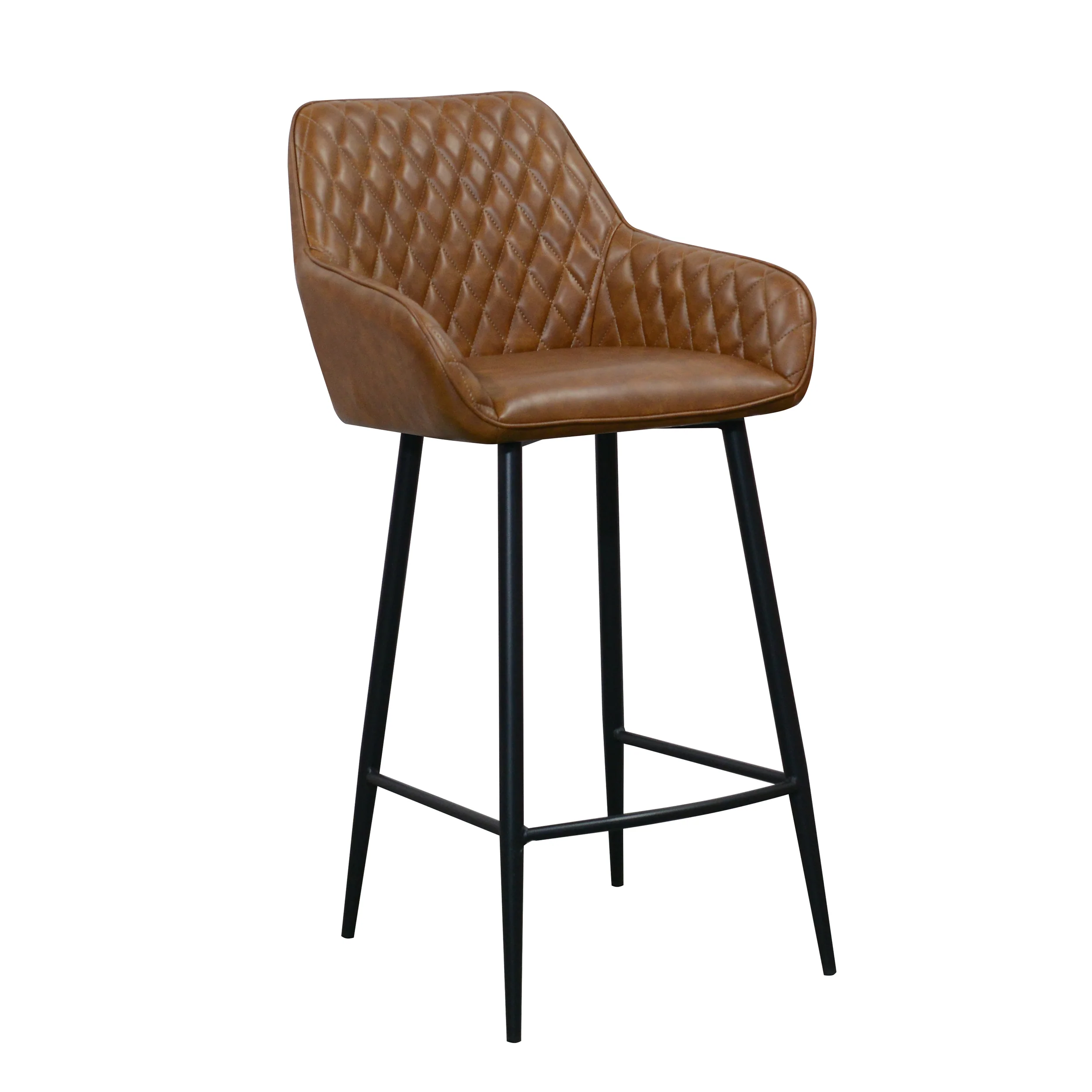 Harold Faux Leather Quilted Bar Stool | Tan - Image 3