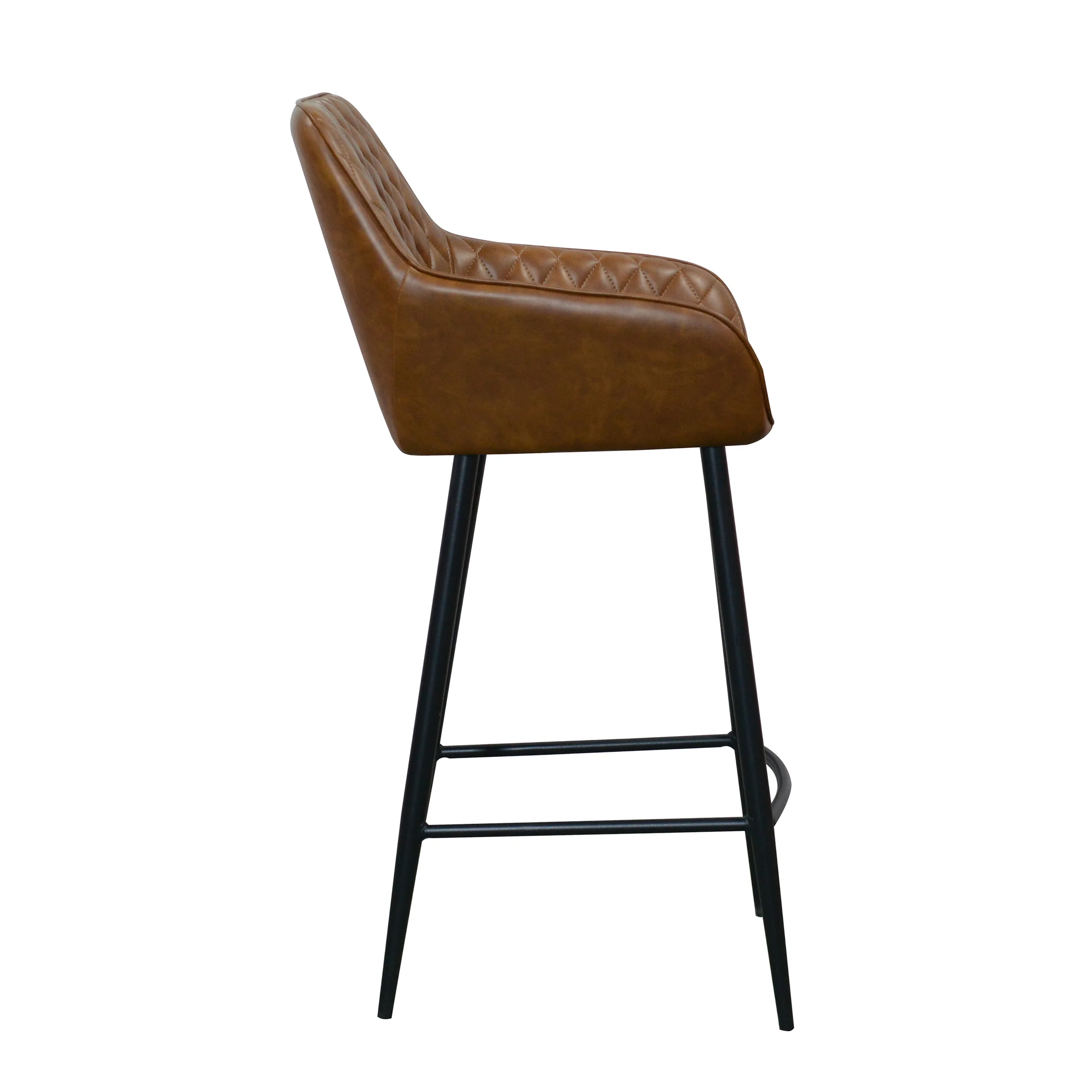 Harold Faux Leather Quilted Bar Stool | Tan - Image 4