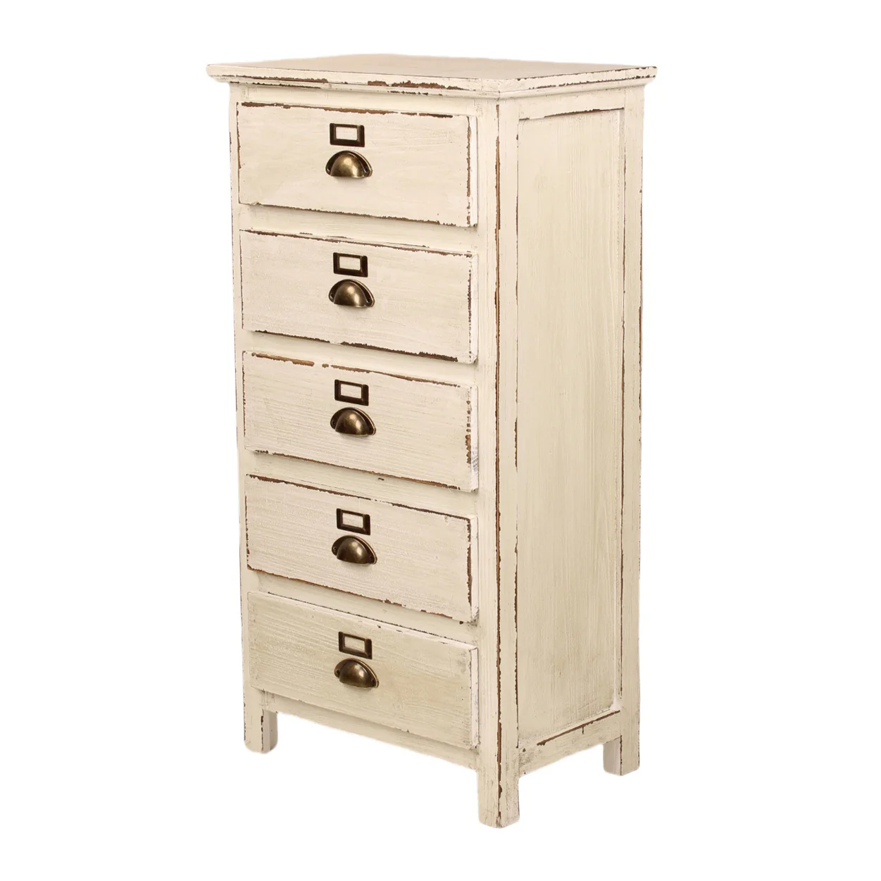 Heritage Distressed White 5 Drawer Tall Chest - Image 3