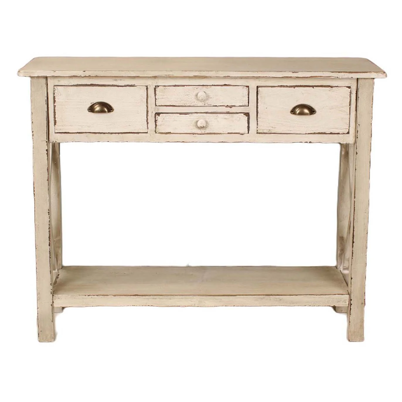 Heritage Distressed White Console Table - Image 2