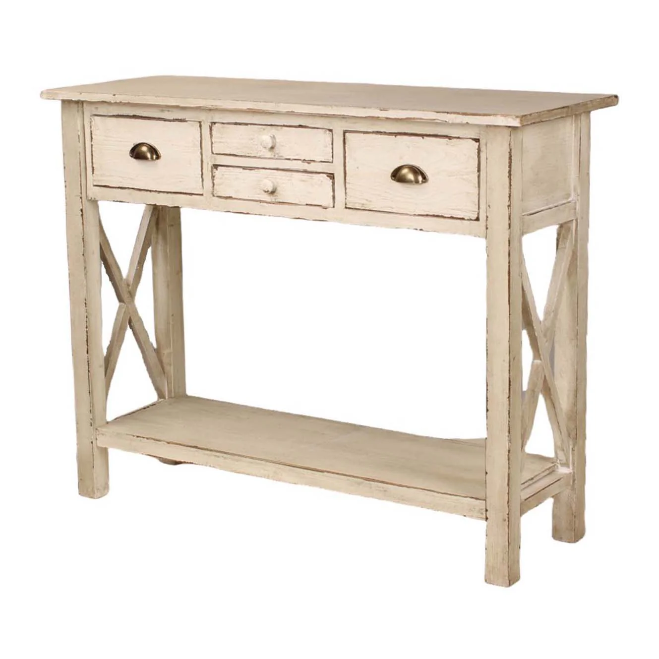Heritage Distressed White Console Table - Image 3