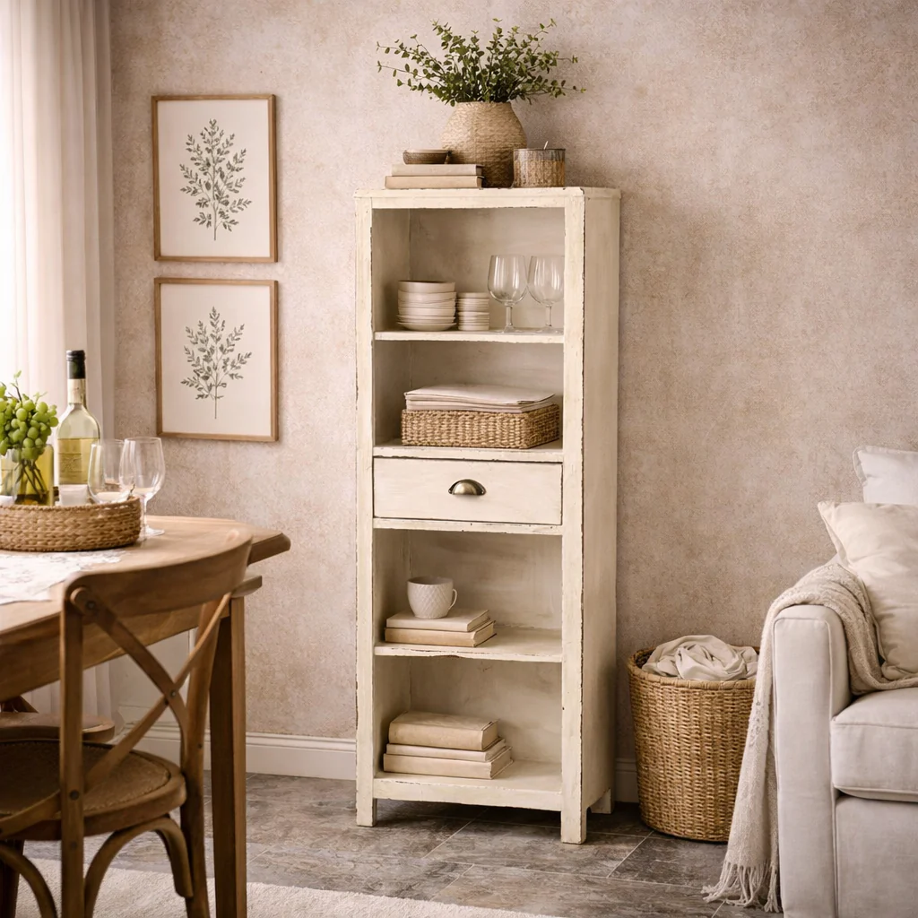 Heritage Distressed White Tall Bookcase