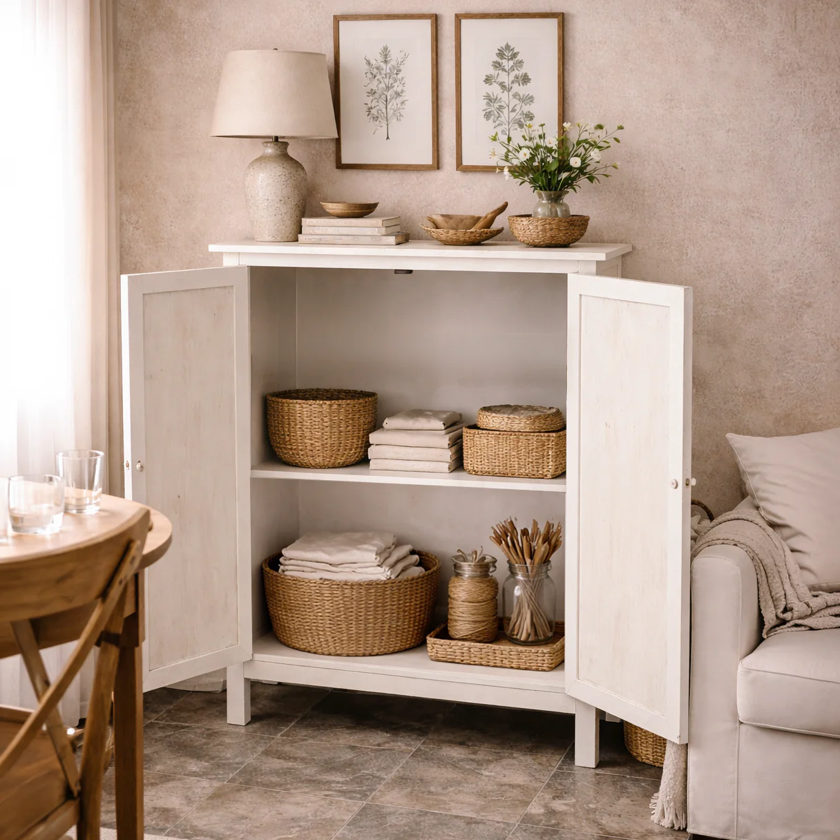 Heritage Distressed White Two Door Cabinet - Image 2