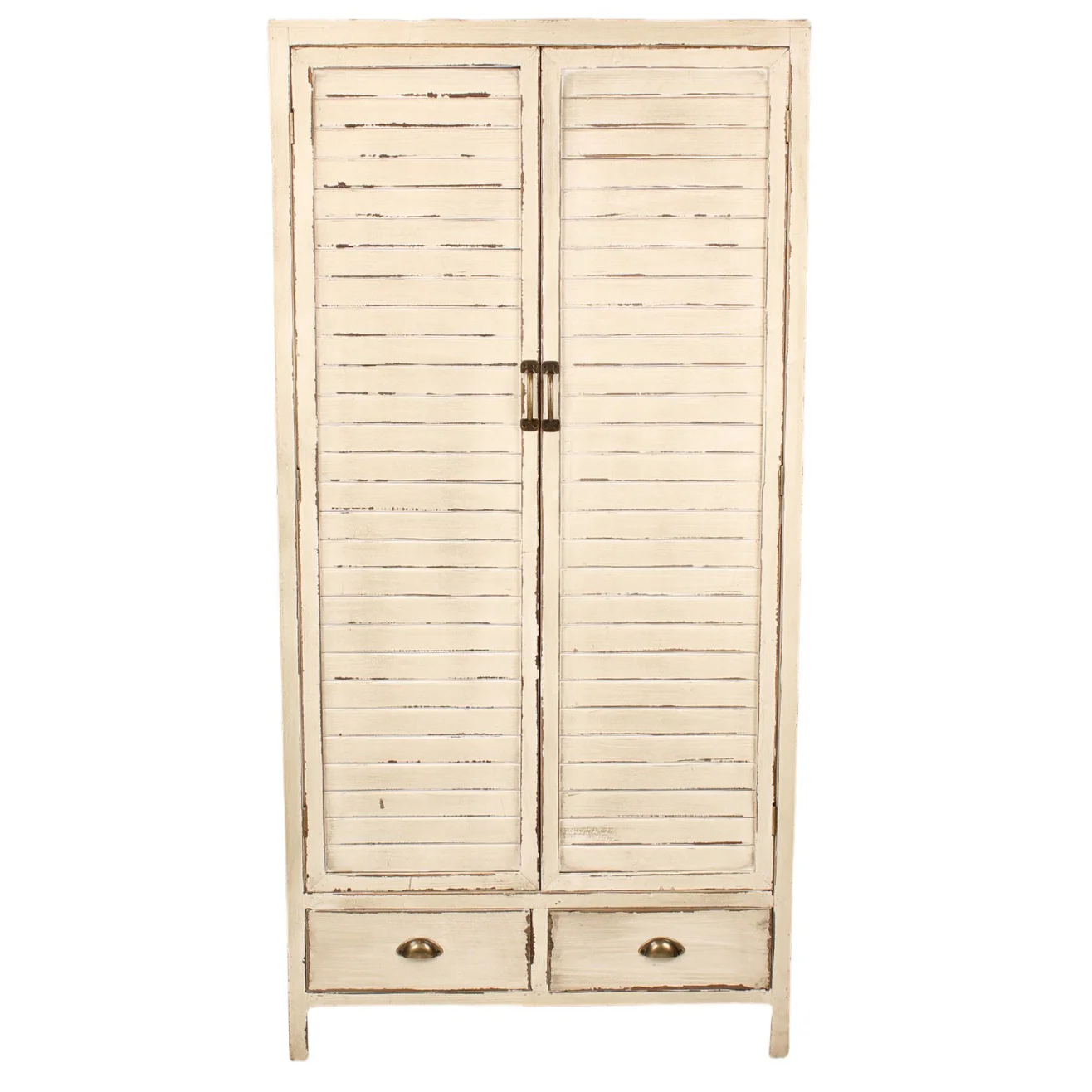 Heritage Distressed White Two Drawer Tall Cupboard - Image 3