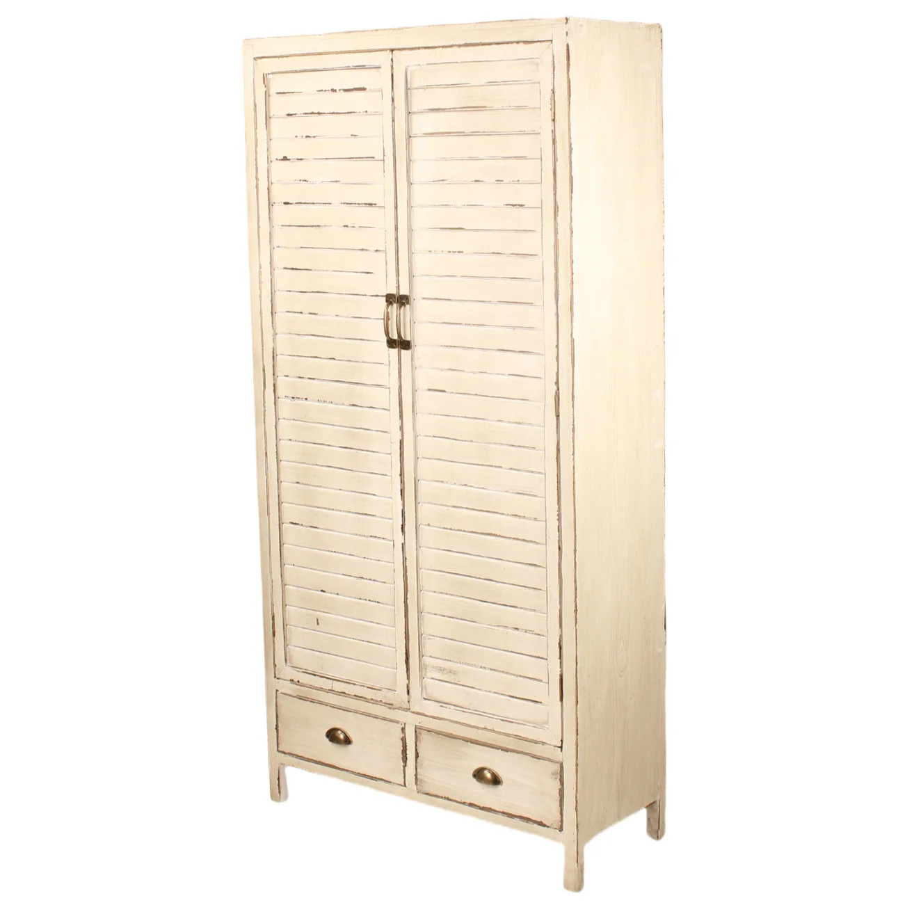 Heritage Distressed White Two Drawer Tall Cupboard - Image 4