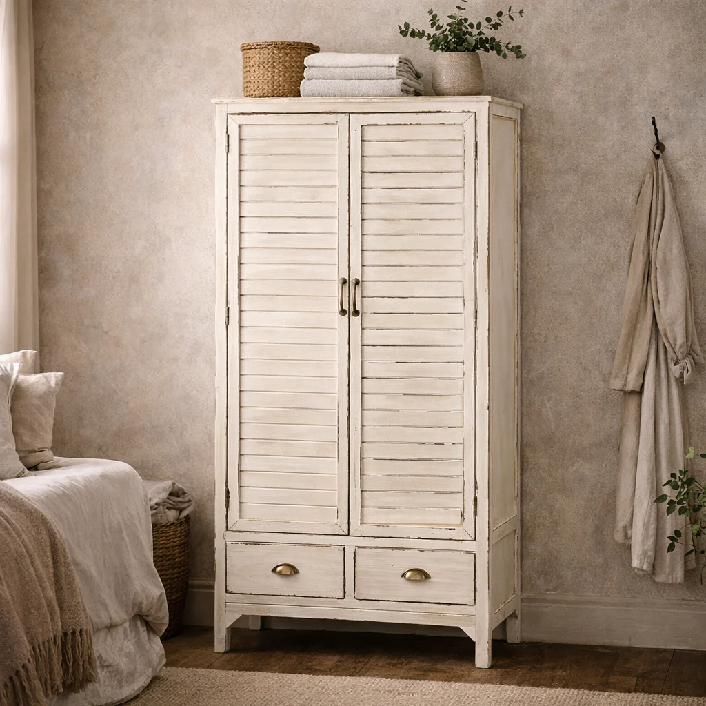 Heritage Distressed White Wardrobe - Image 2