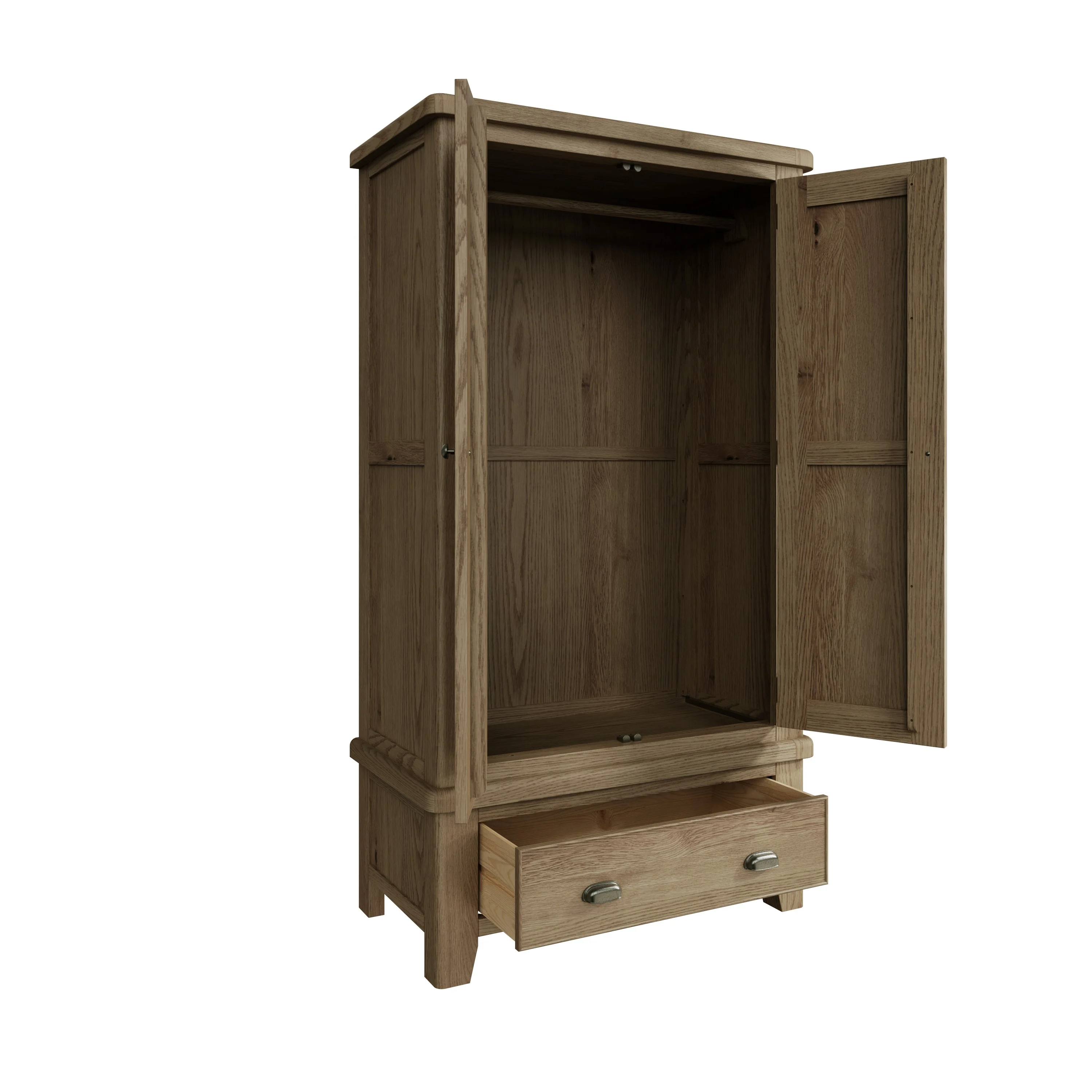 Hove Smoked Oak 2 Door Wardrobe with Drawer - Image 4