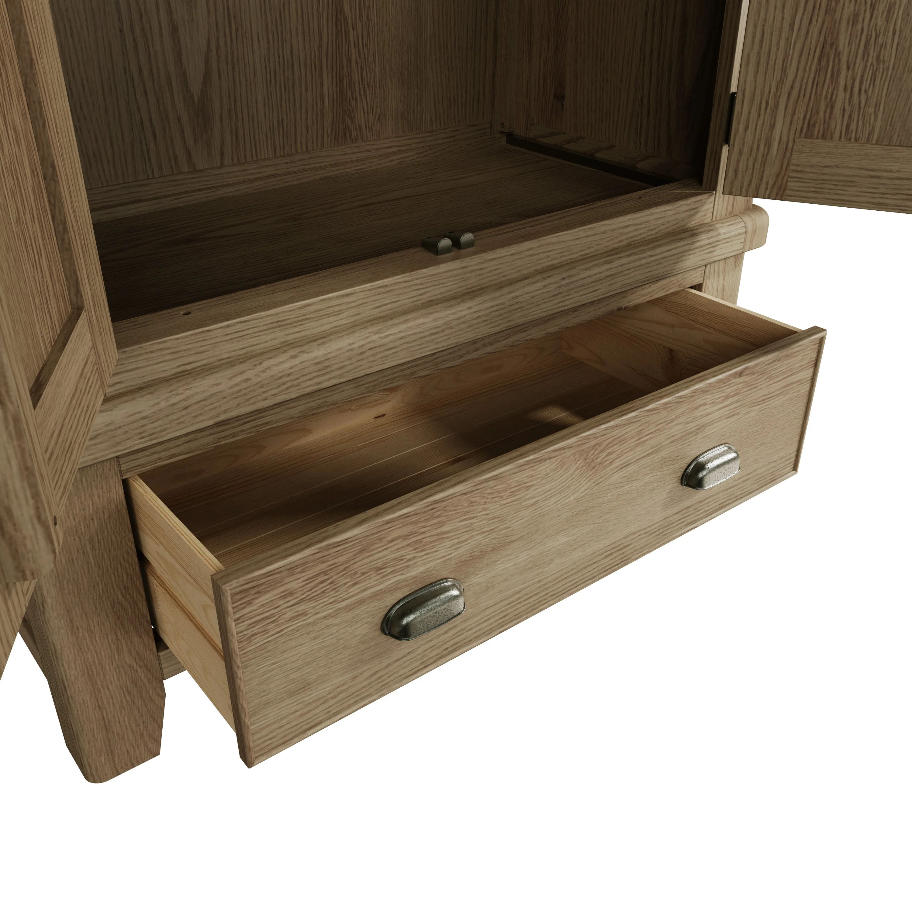 Hove Smoked Oak 2 Door Wardrobe with Drawer - Image 6