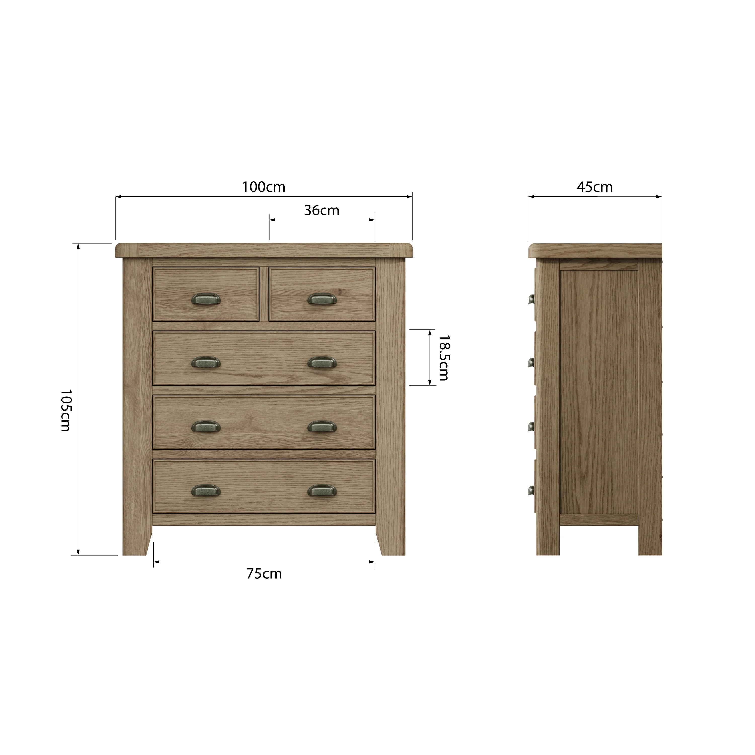 Hove Smoked Oak 2 Over 3 Chest of Drawers - Image 8