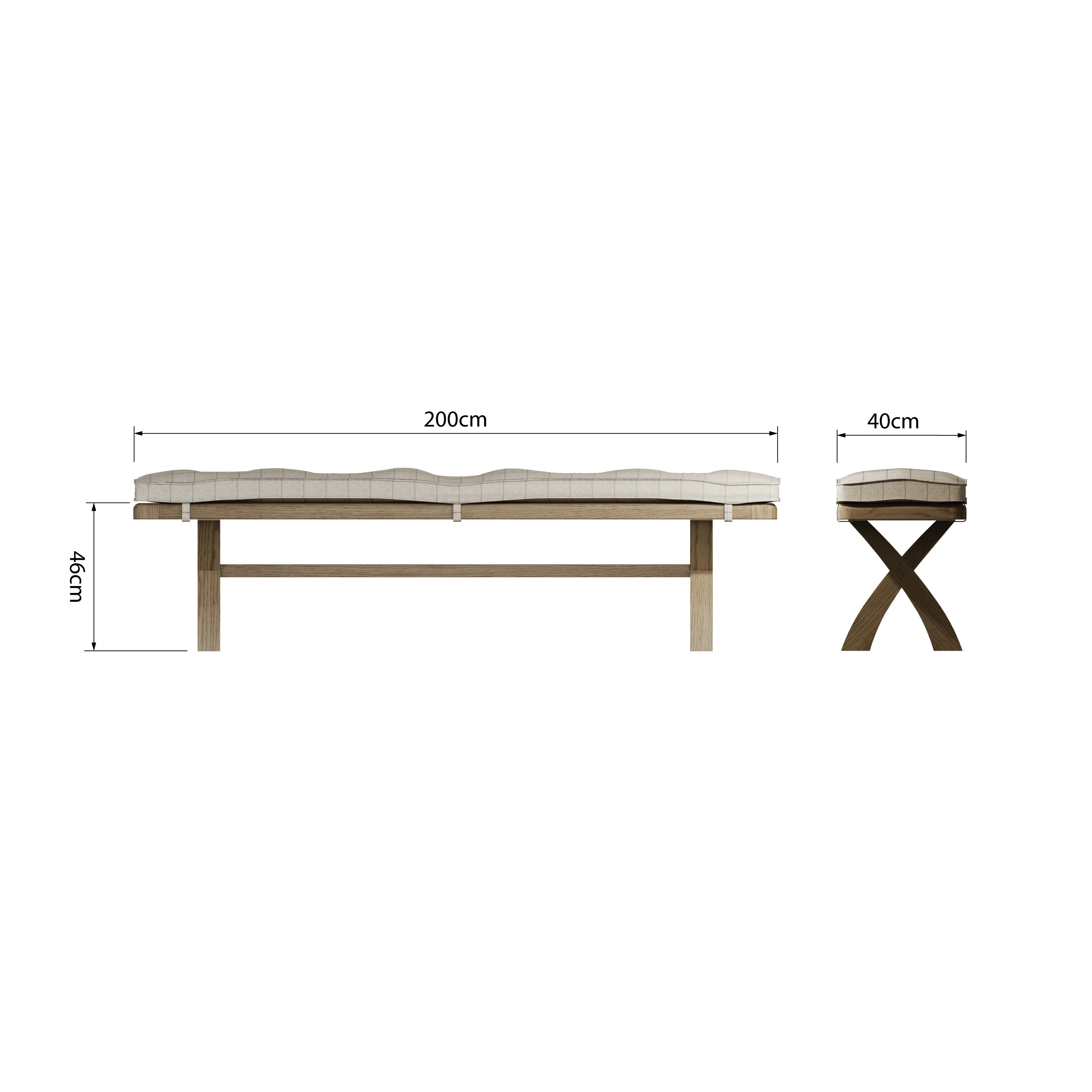 Hove Smoked Oak 2m Cross Leg Bench - Image 8