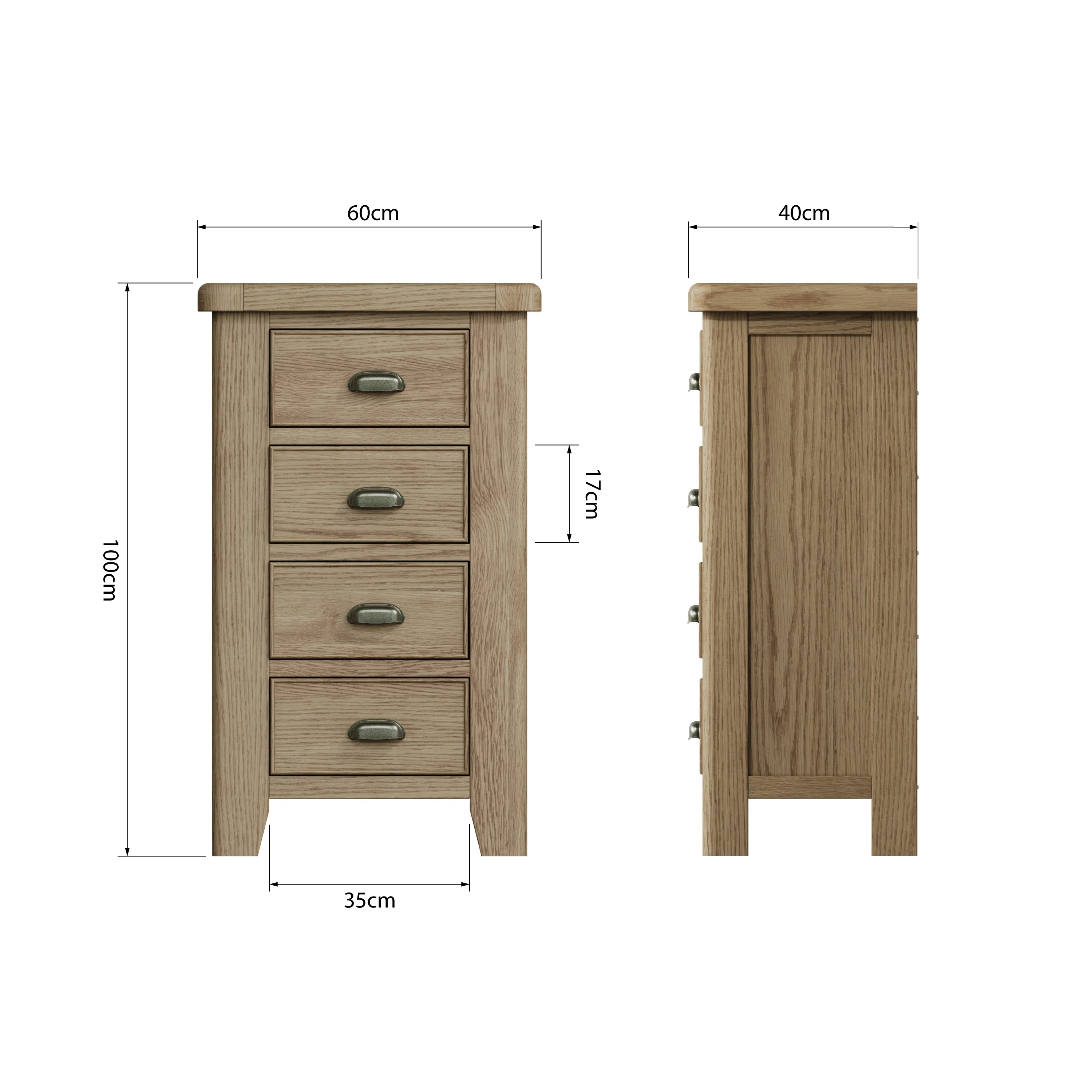 Hove Smoked Oak 4 Drawer Chest - Image 9
