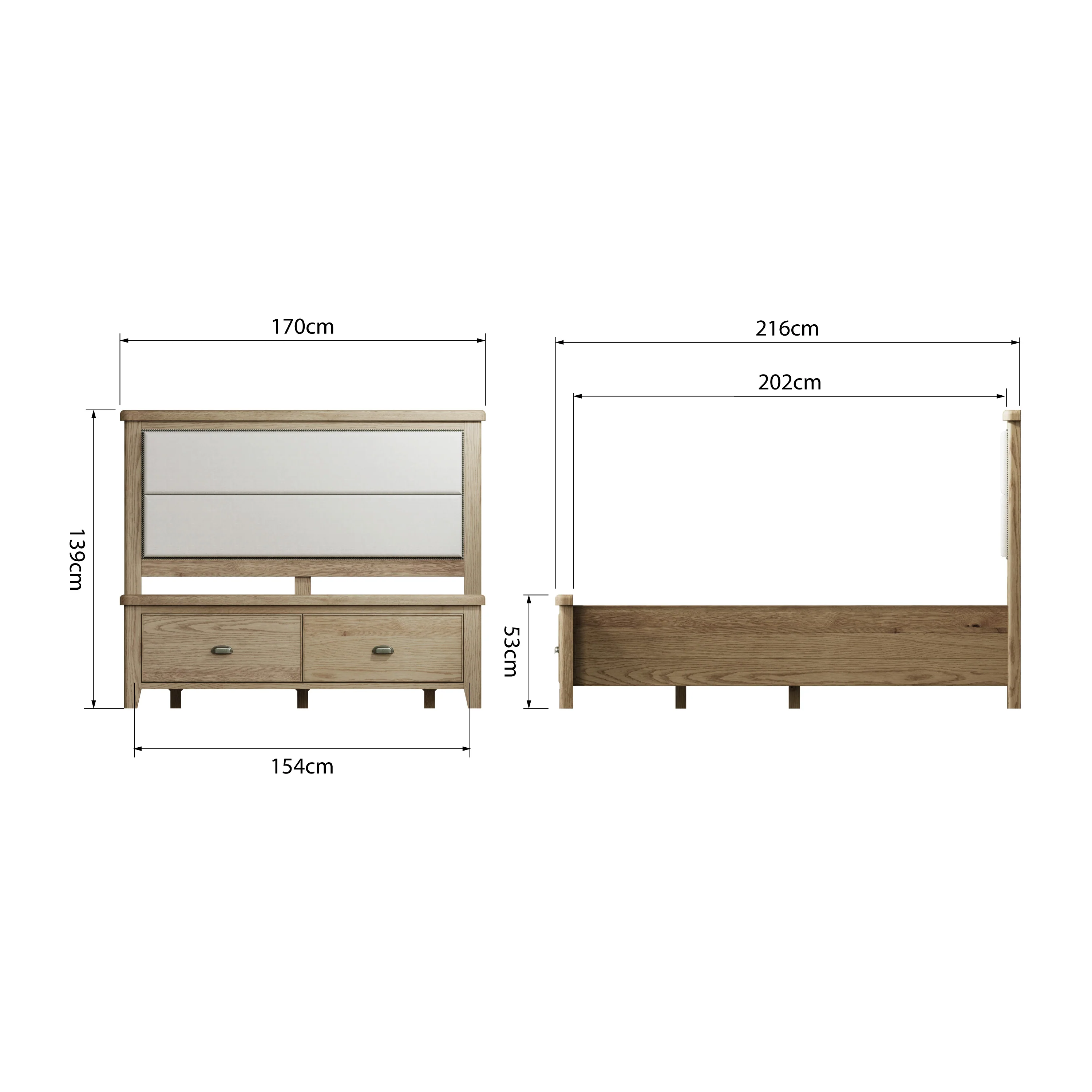 Hove Smoked Oak 5ft Kingsize Bed with Drawer Footboard - Image 10