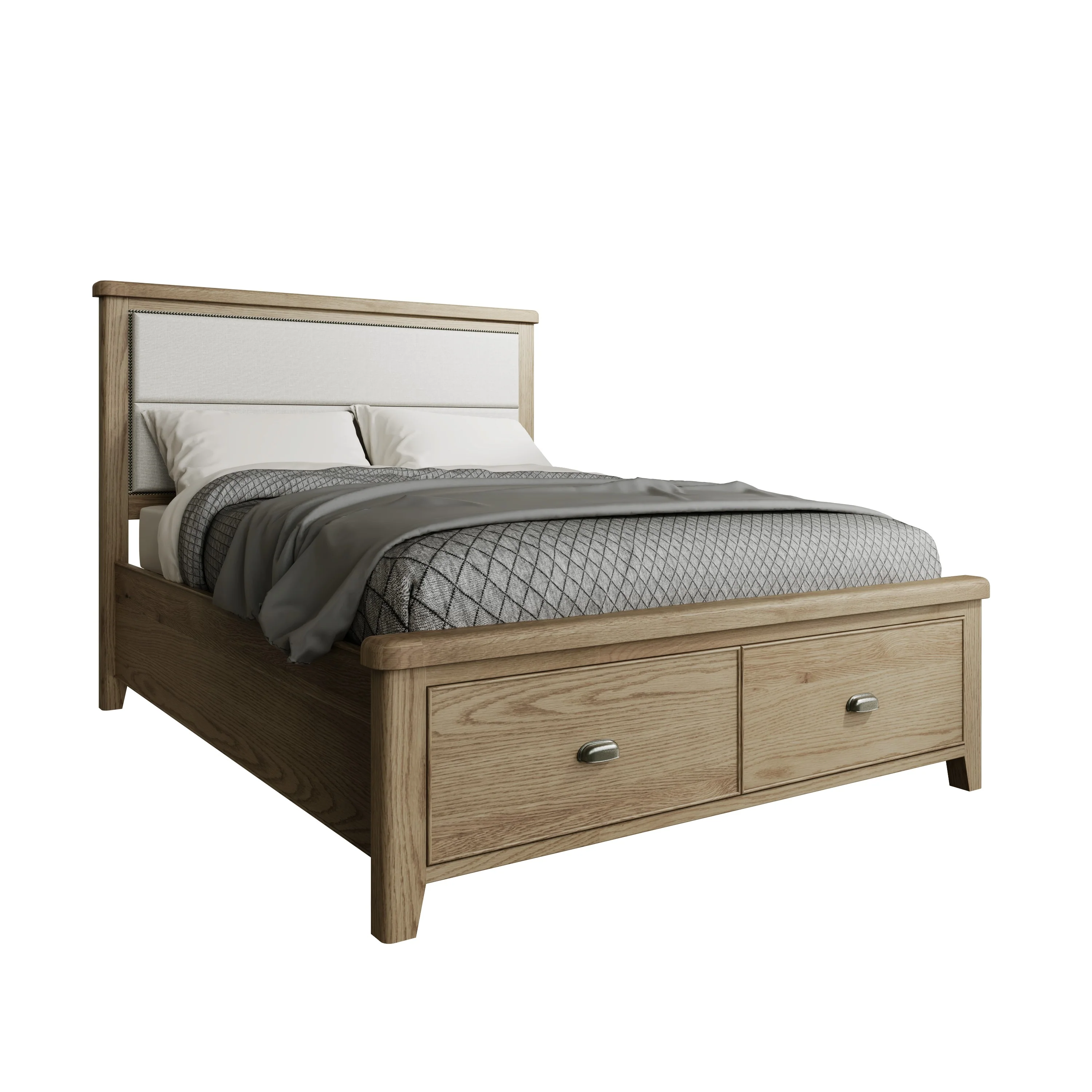 Hove Smoked Oak 5ft Kingsize Bed with Drawer Footboard - Image 2