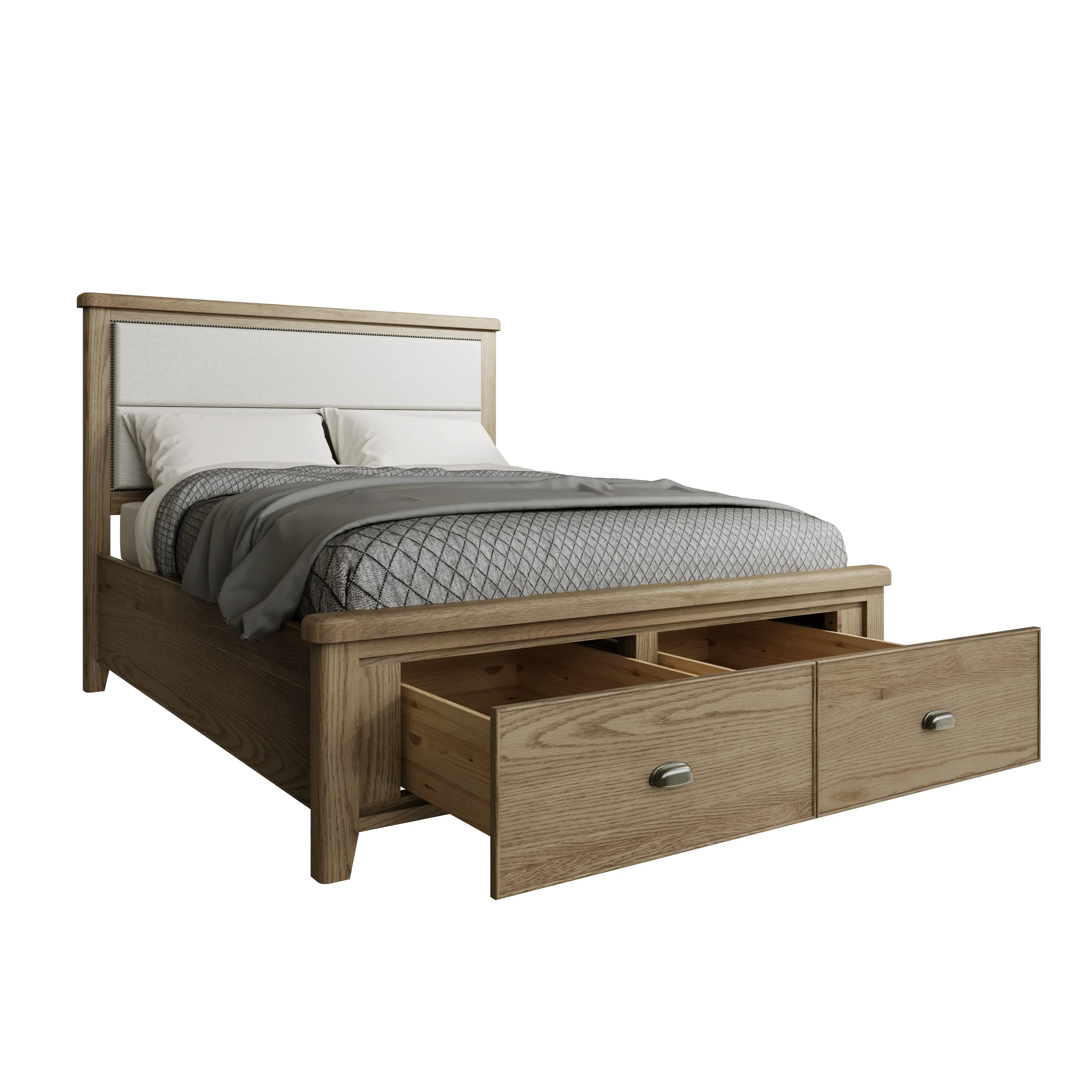Hove Smoked Oak 5ft Kingsize Bed with Drawer Footboard - Image 3