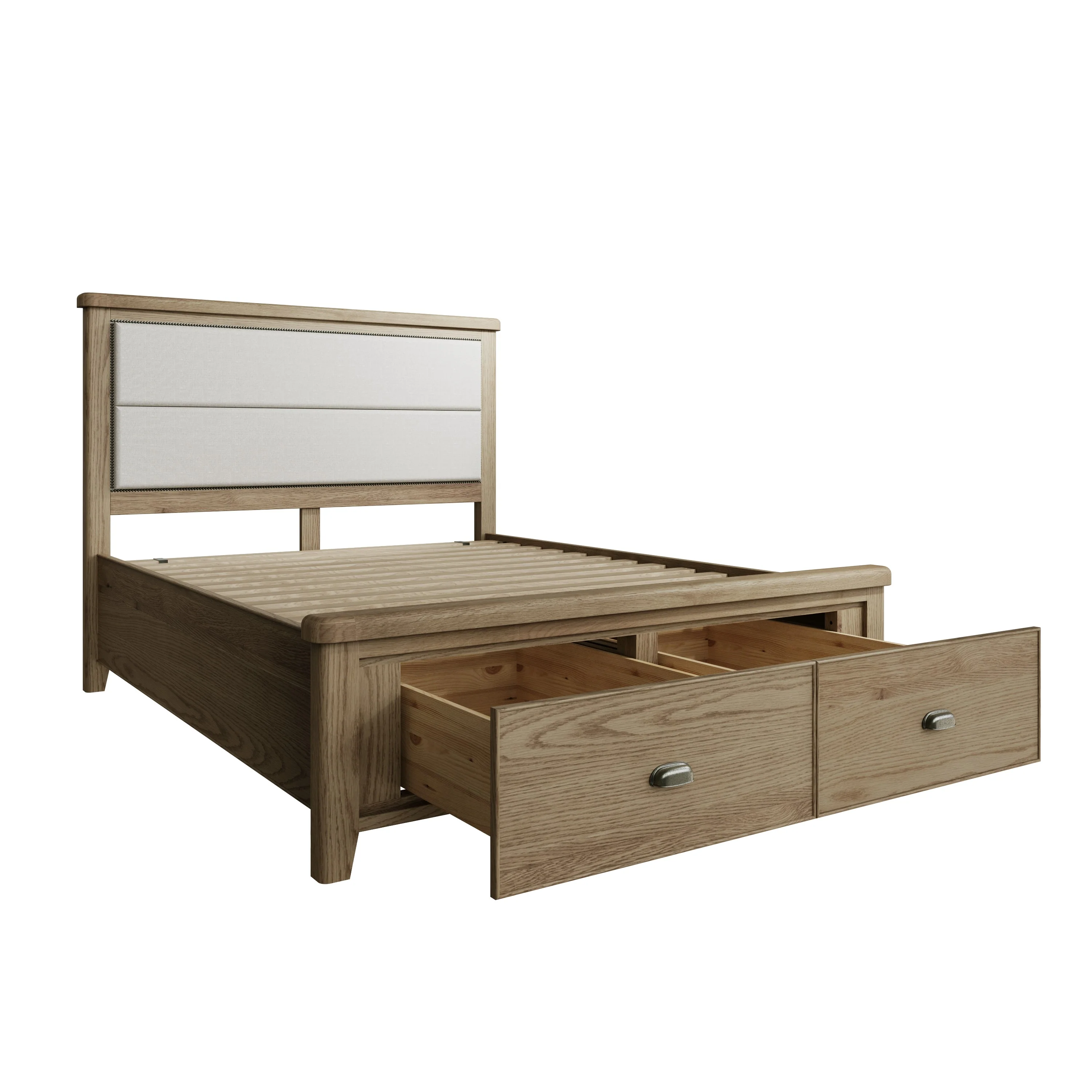 Hove Smoked Oak 5ft Kingsize Bed with Drawer Footboard - Image 5