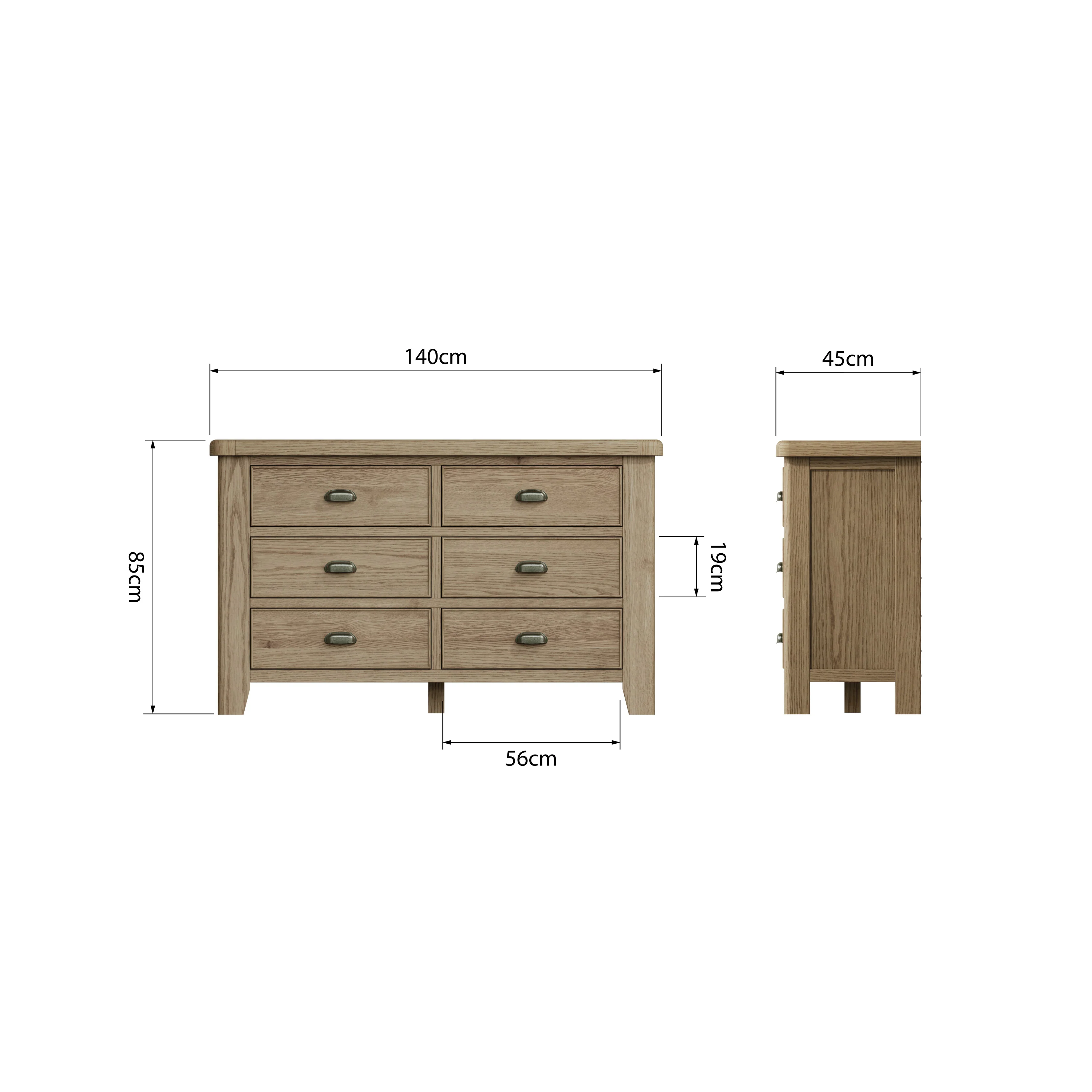 Hove Smoked Oak 6 Drawer Chest - Image 8