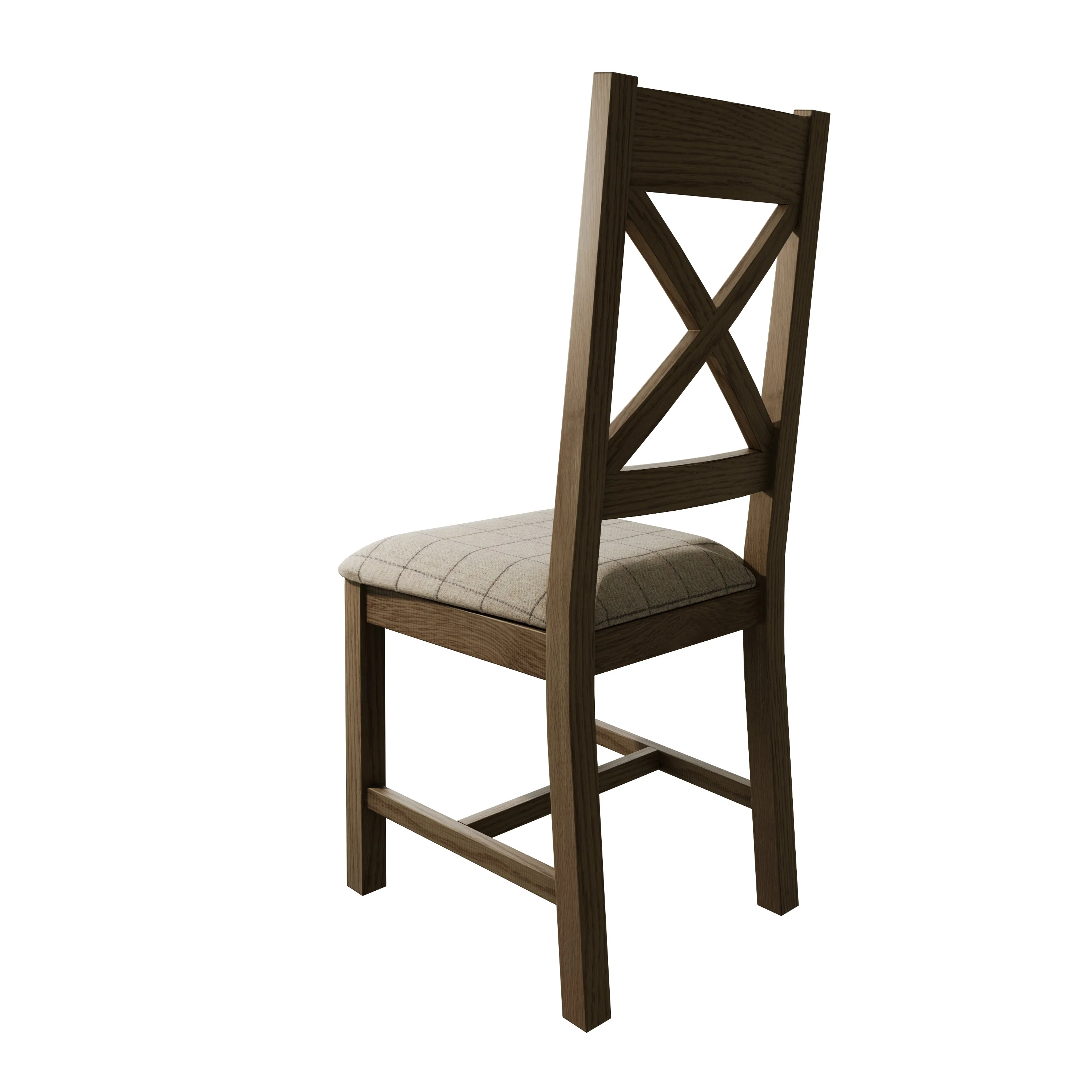 Hove Smoked Oak Cross Back Dining Chair With Natural Check Seat - Image 3