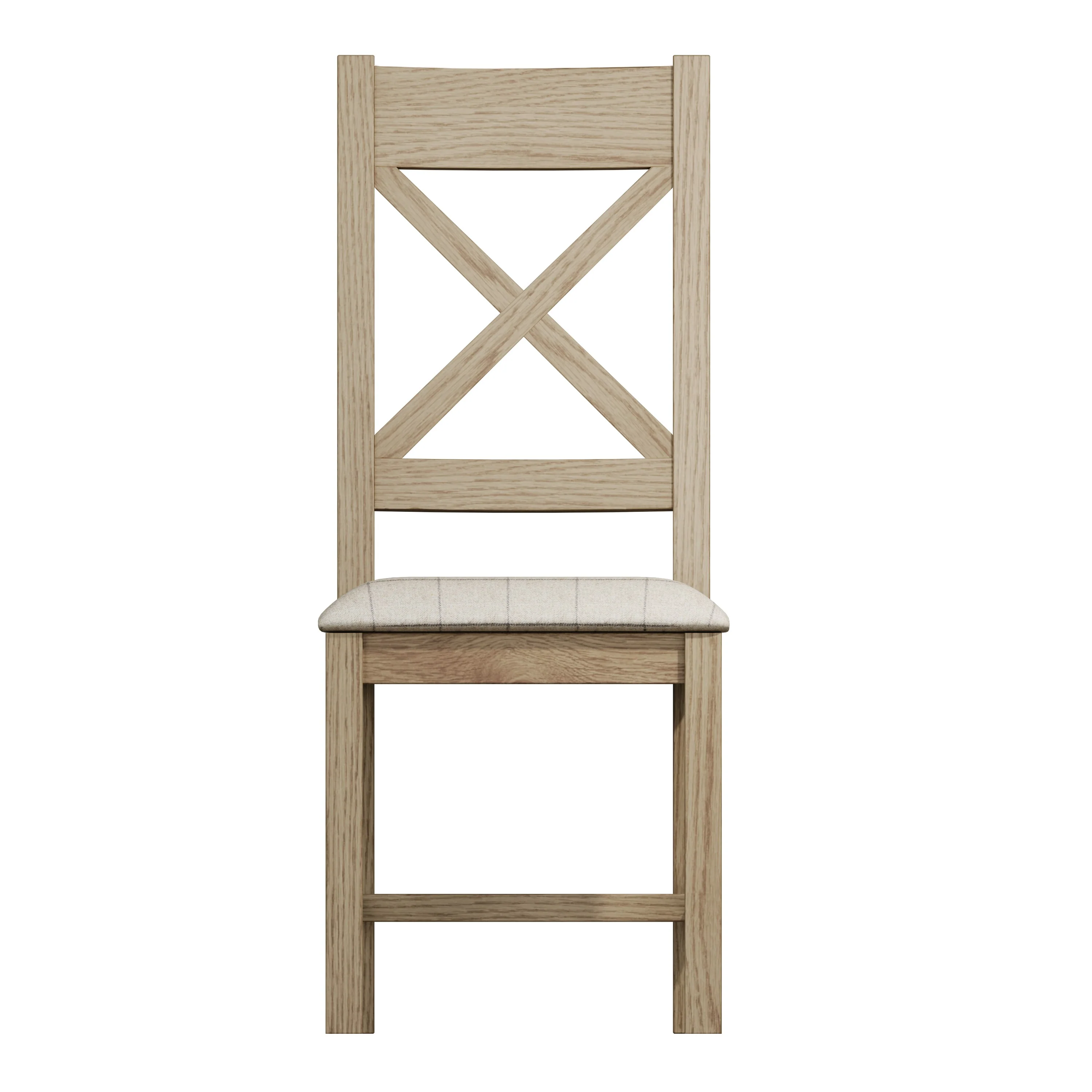 Hove Smoked Oak Cross Back Dining Chair With Natural Check Seat - Image 4