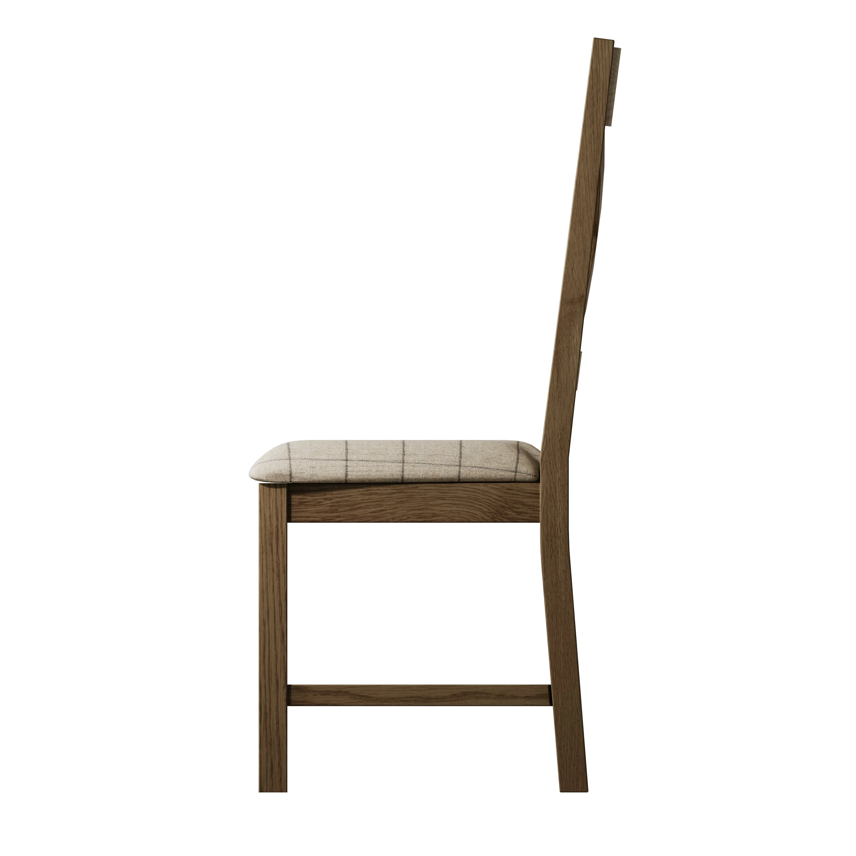 Hove Smoked Oak Cross Back Dining Chair With Natural Check Seat - Image 5