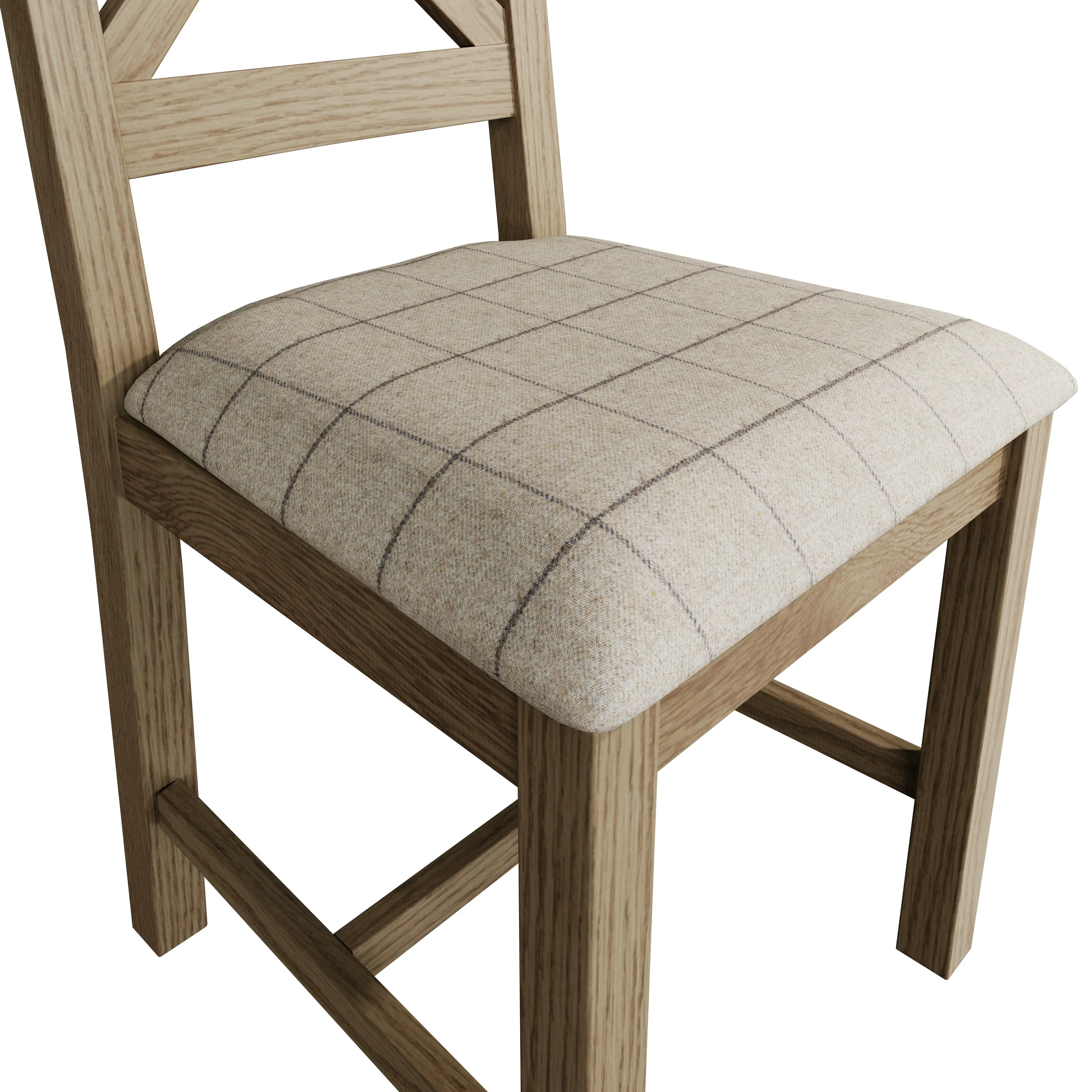 Hove Smoked Oak Cross Back Dining Chair With Natural Check Seat - Image 6