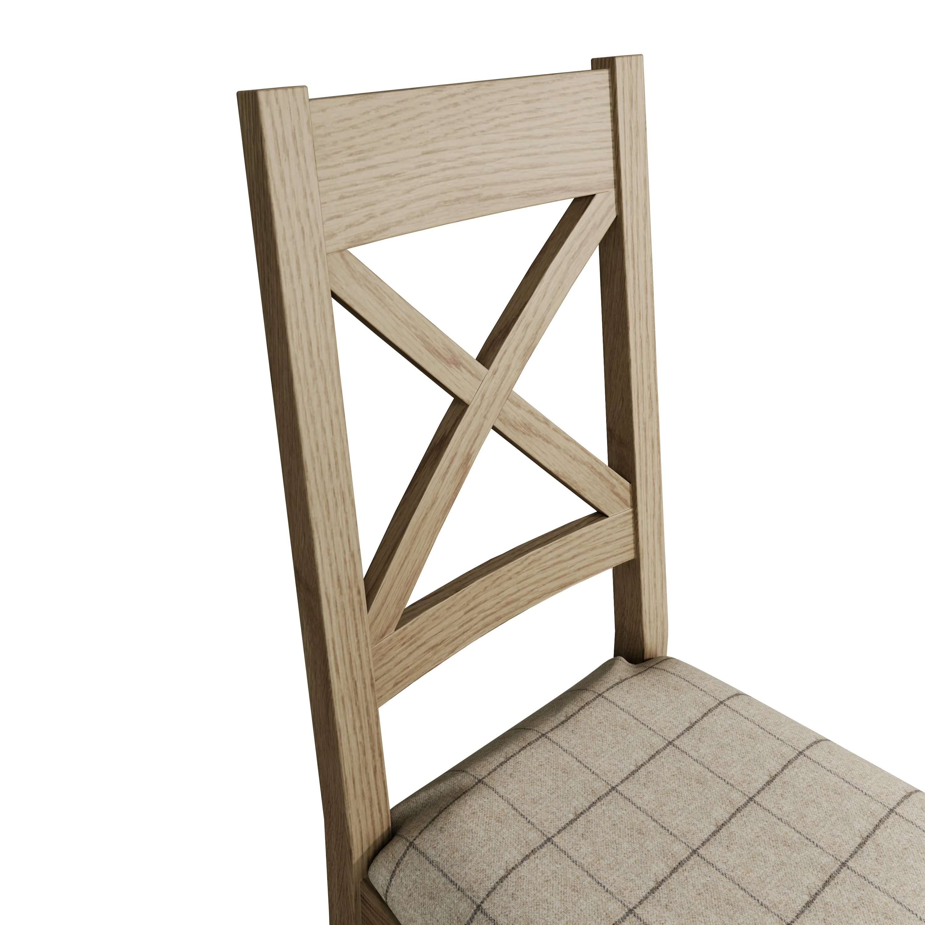 Hove Smoked Oak Cross Back Dining Chair With Natural Check Seat - Image 7