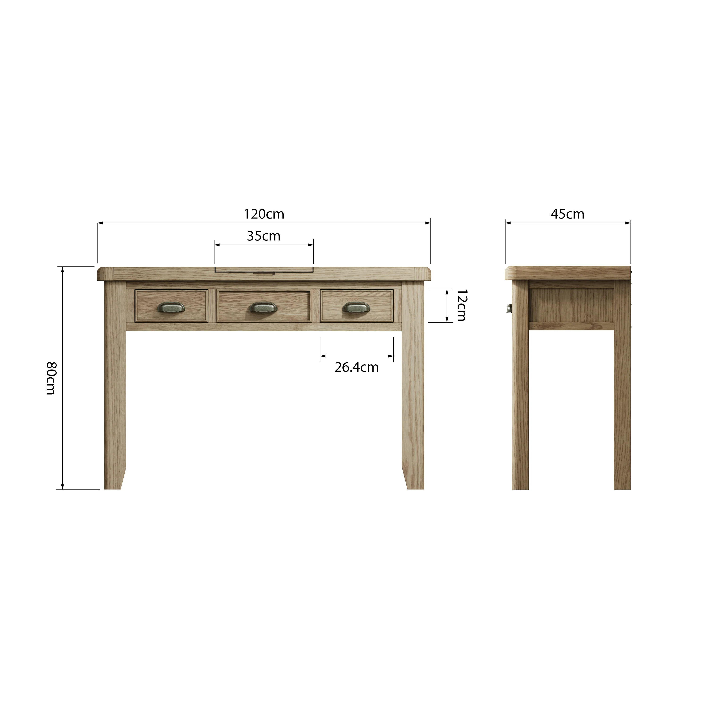 Hove Smoked Oak Dressing Table with Mirror - Image 13