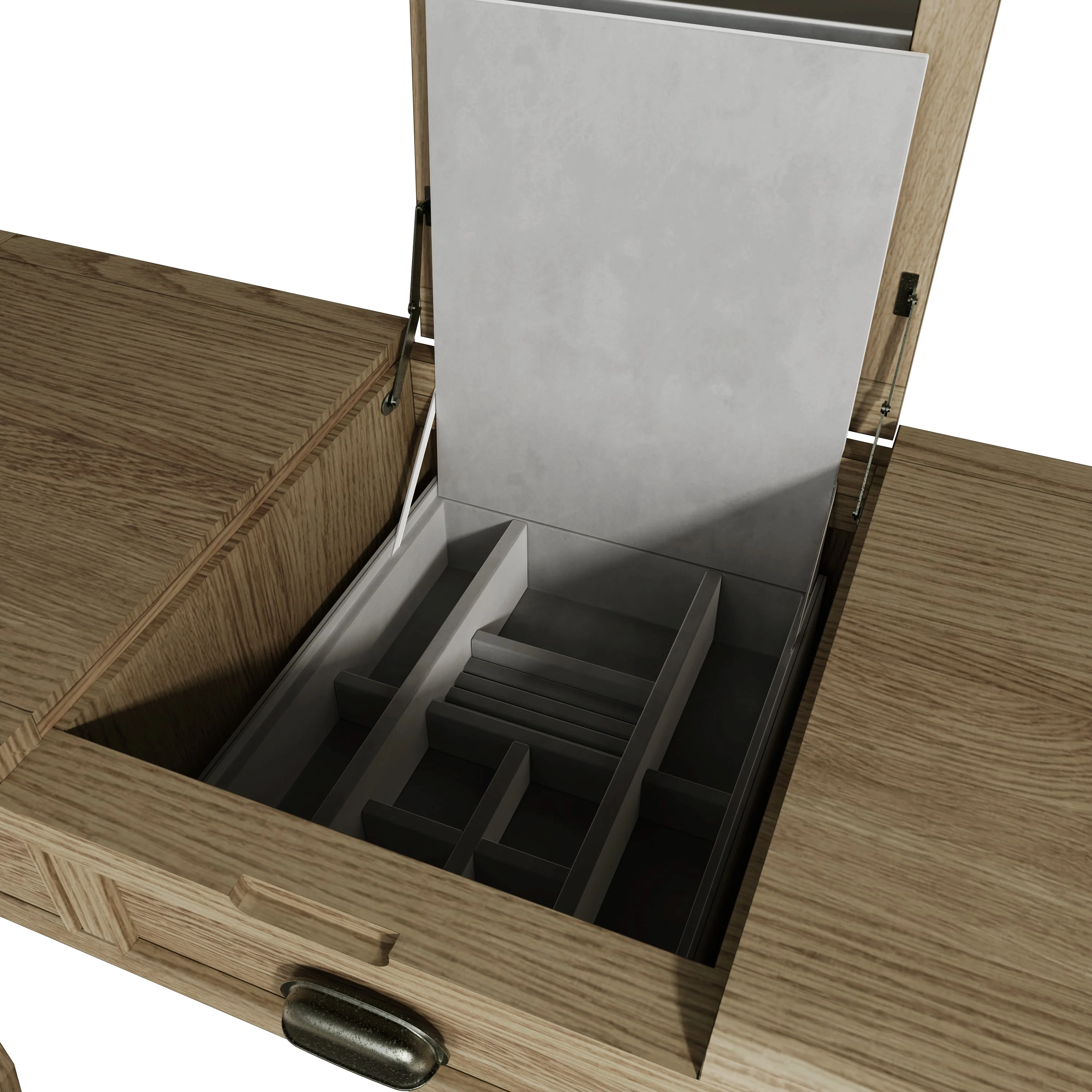 Hove Smoked Oak Dressing Table with Mirror - Image 9