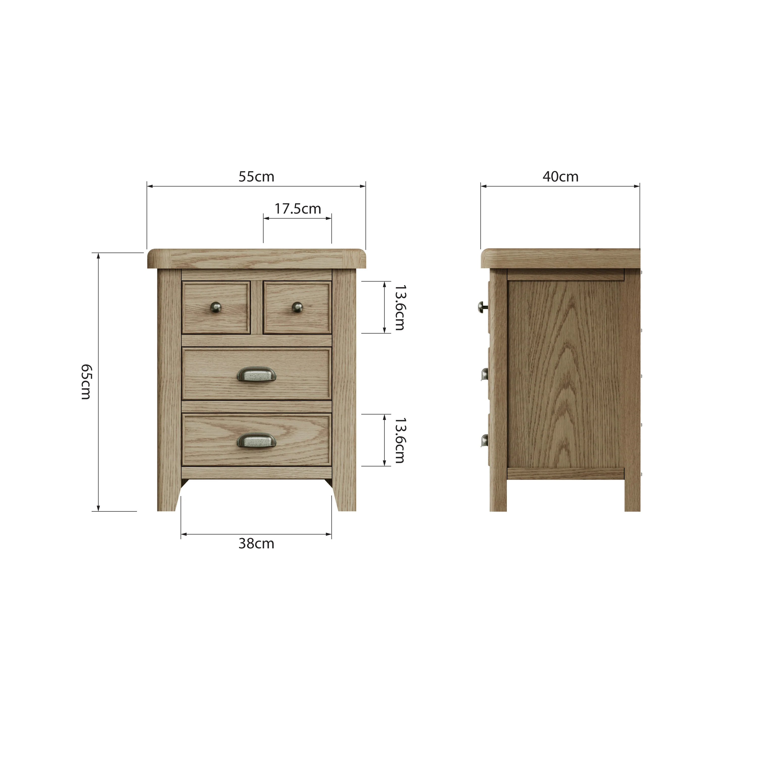 Hove Smoked Oak Extra Large Bedside Cabinet - Image 9