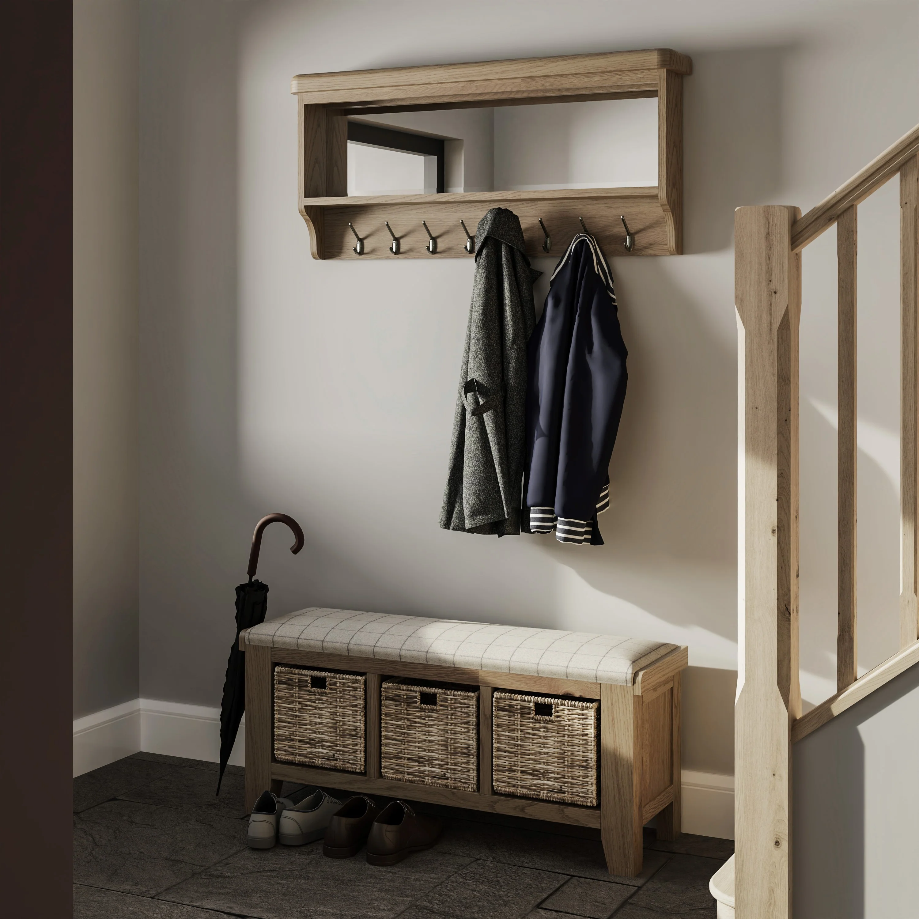 Hove Smoked Oak Hall Bench