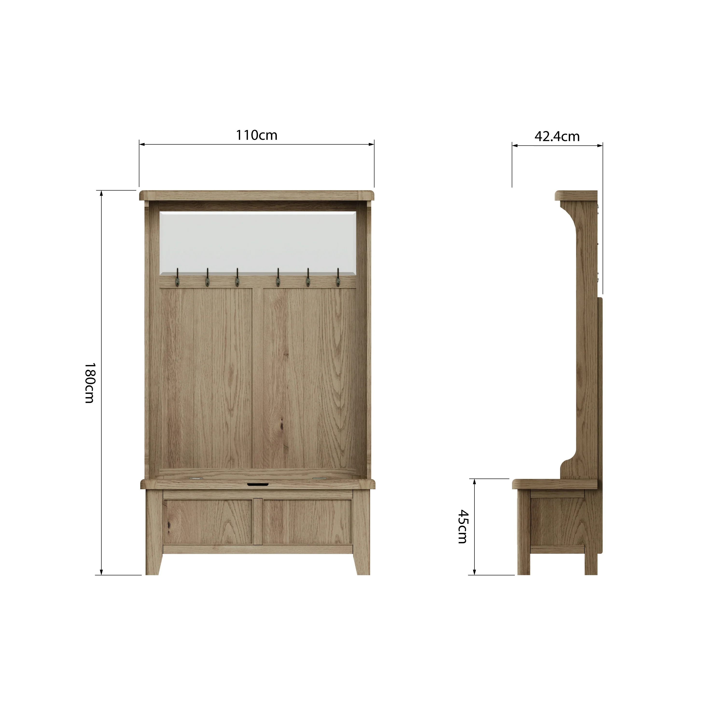 Hove Smoked Oak Hall Bench Unit - Image 9