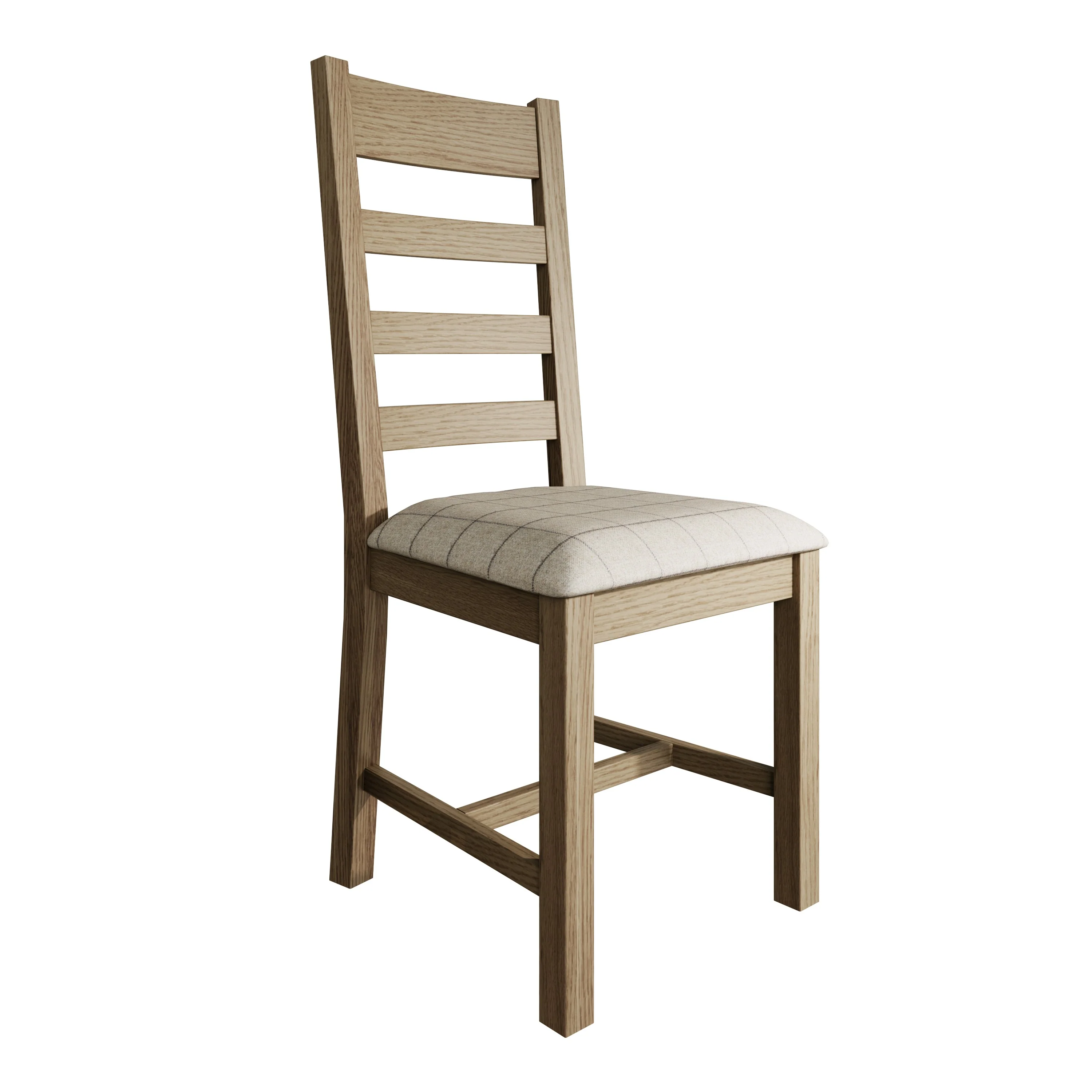Hove Smoked Oak Ladder Back Dining Chair With Natural Check Seat - Image 2