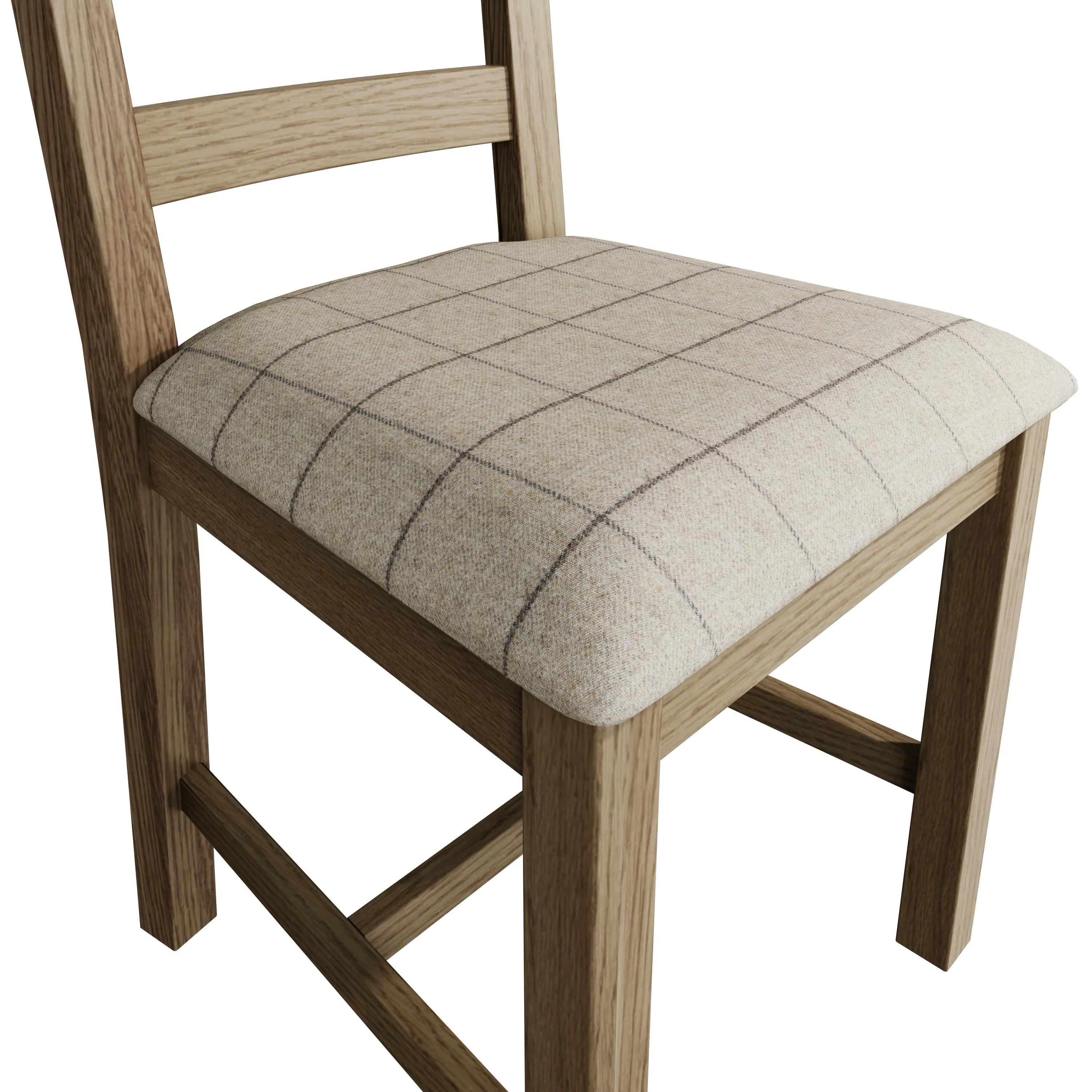 Hove Smoked Oak Ladder Back Dining Chair With Natural Check Seat - Image 6