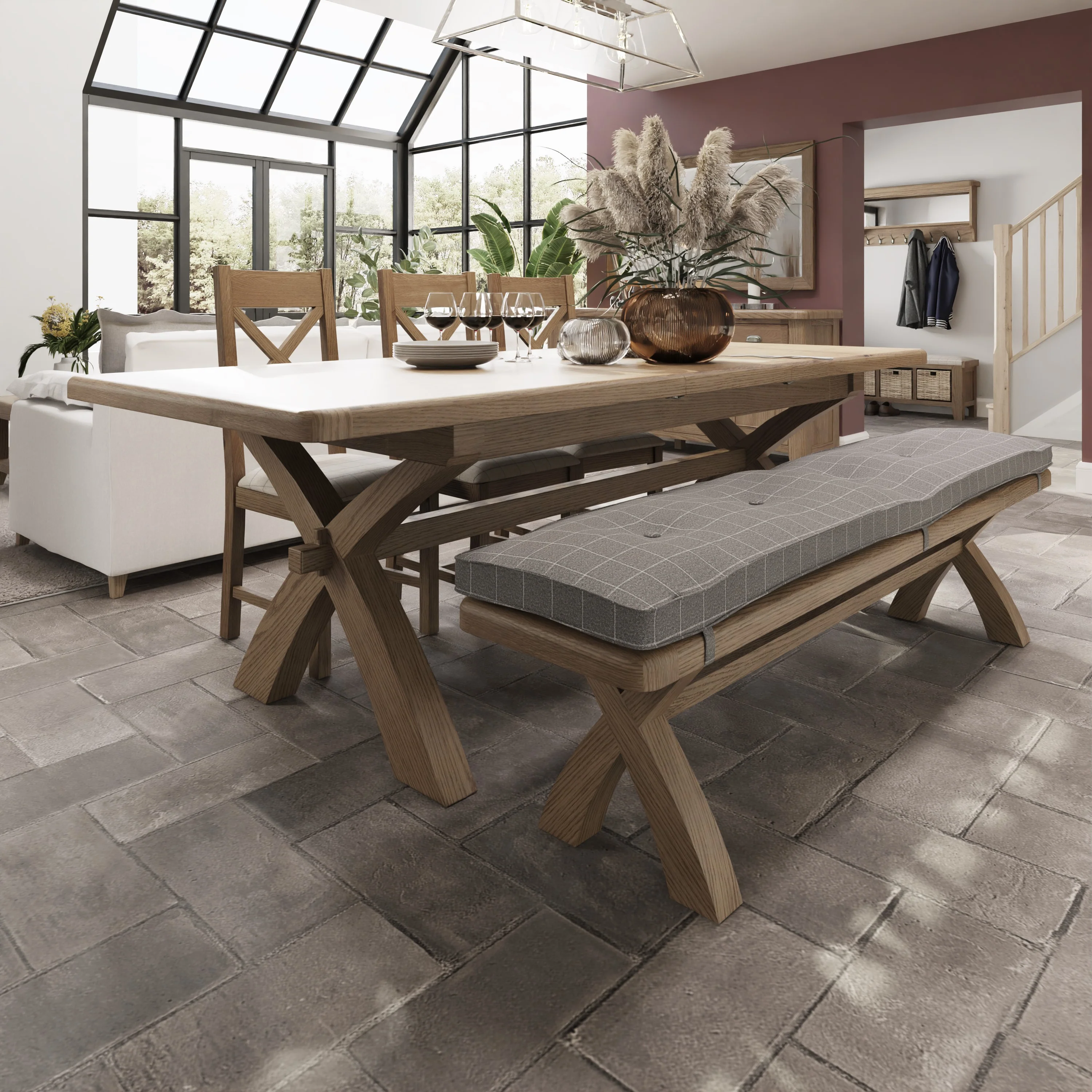 Hove Smoked Oak Large Extending Trestle Dining Table (2.0 m - 2.5 m) - Image 11