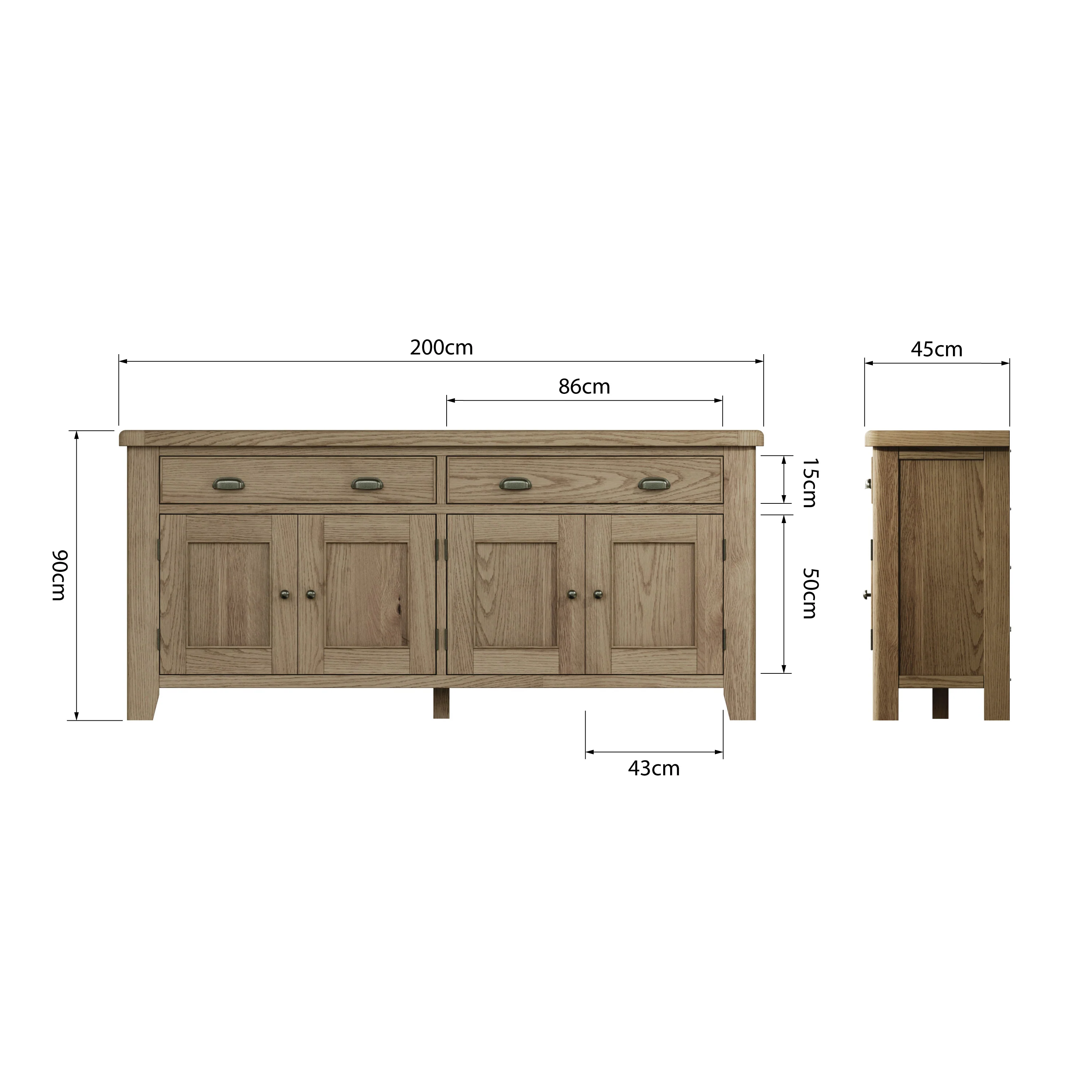 Hove Smoked Oak Large Sideboard - Image 9