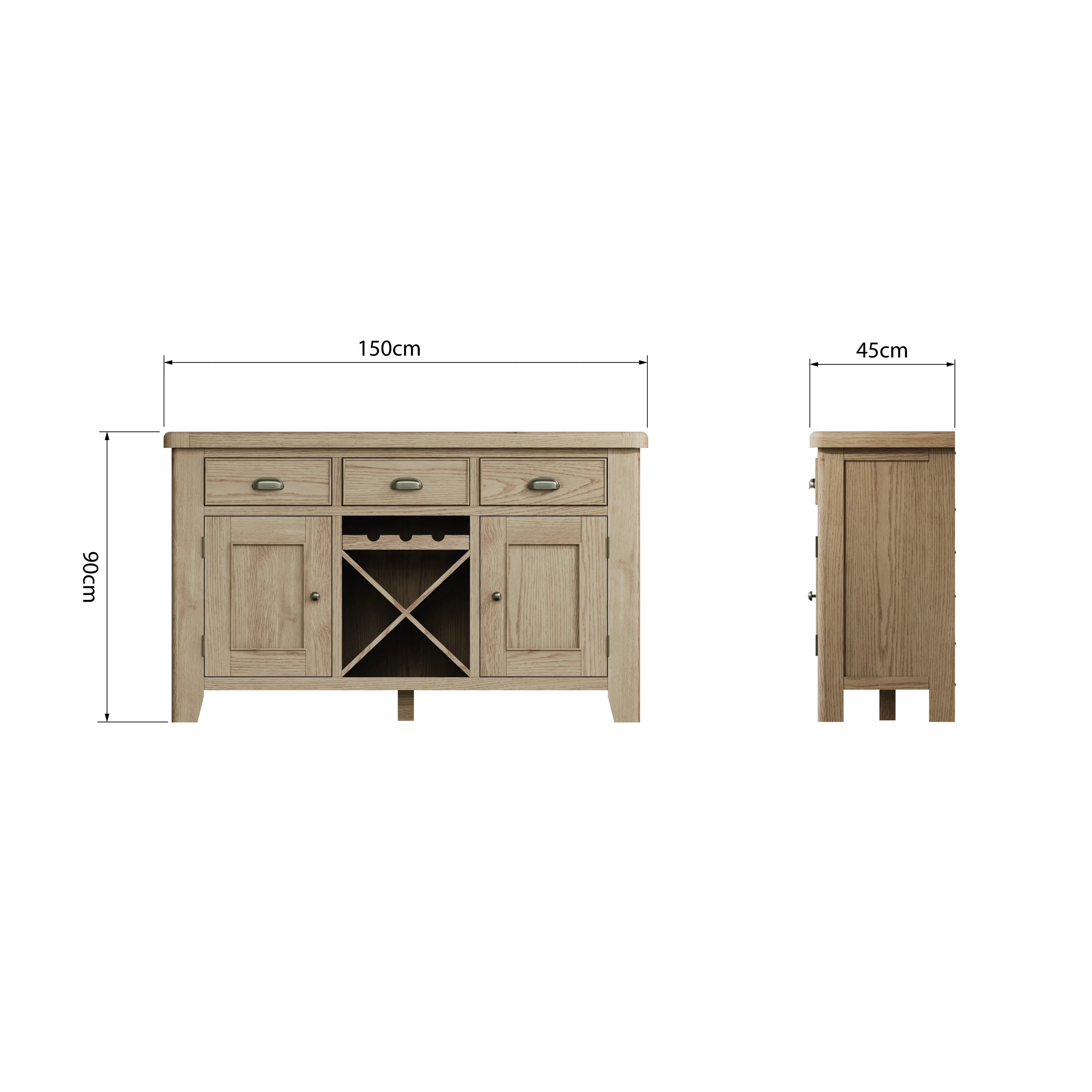 Hove Smoked Oak Large Sideboard Wine Rack - Image 10