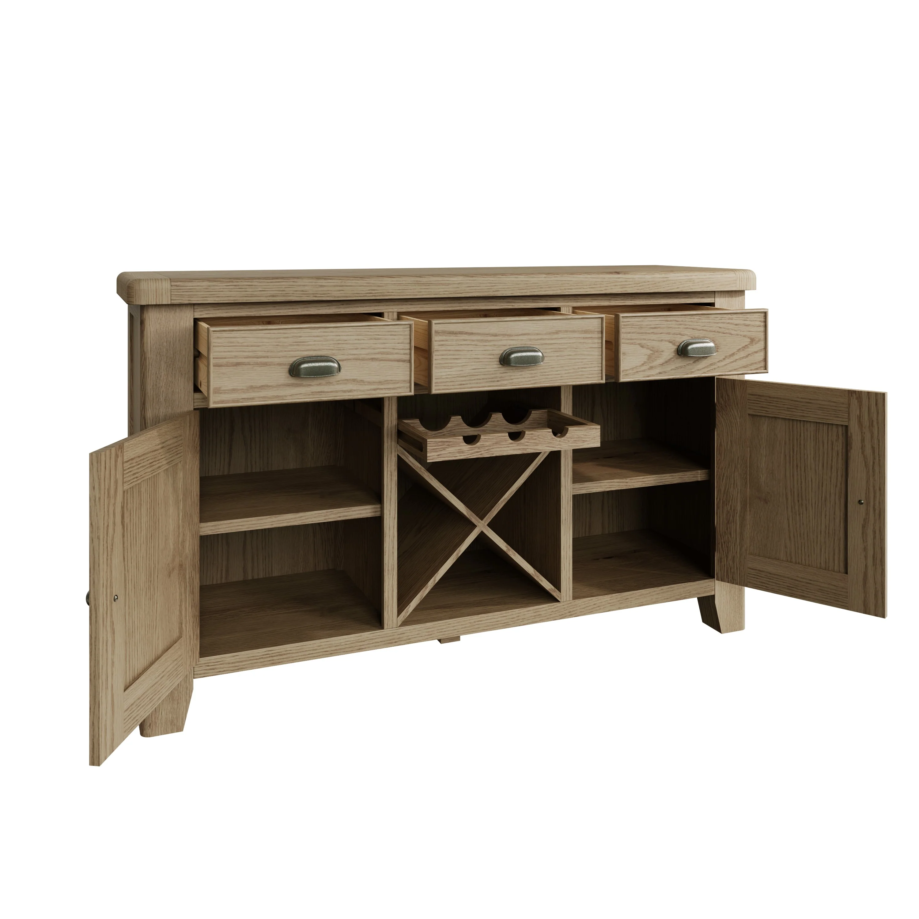 Hove Smoked Oak Large Sideboard Wine Rack - Image 4