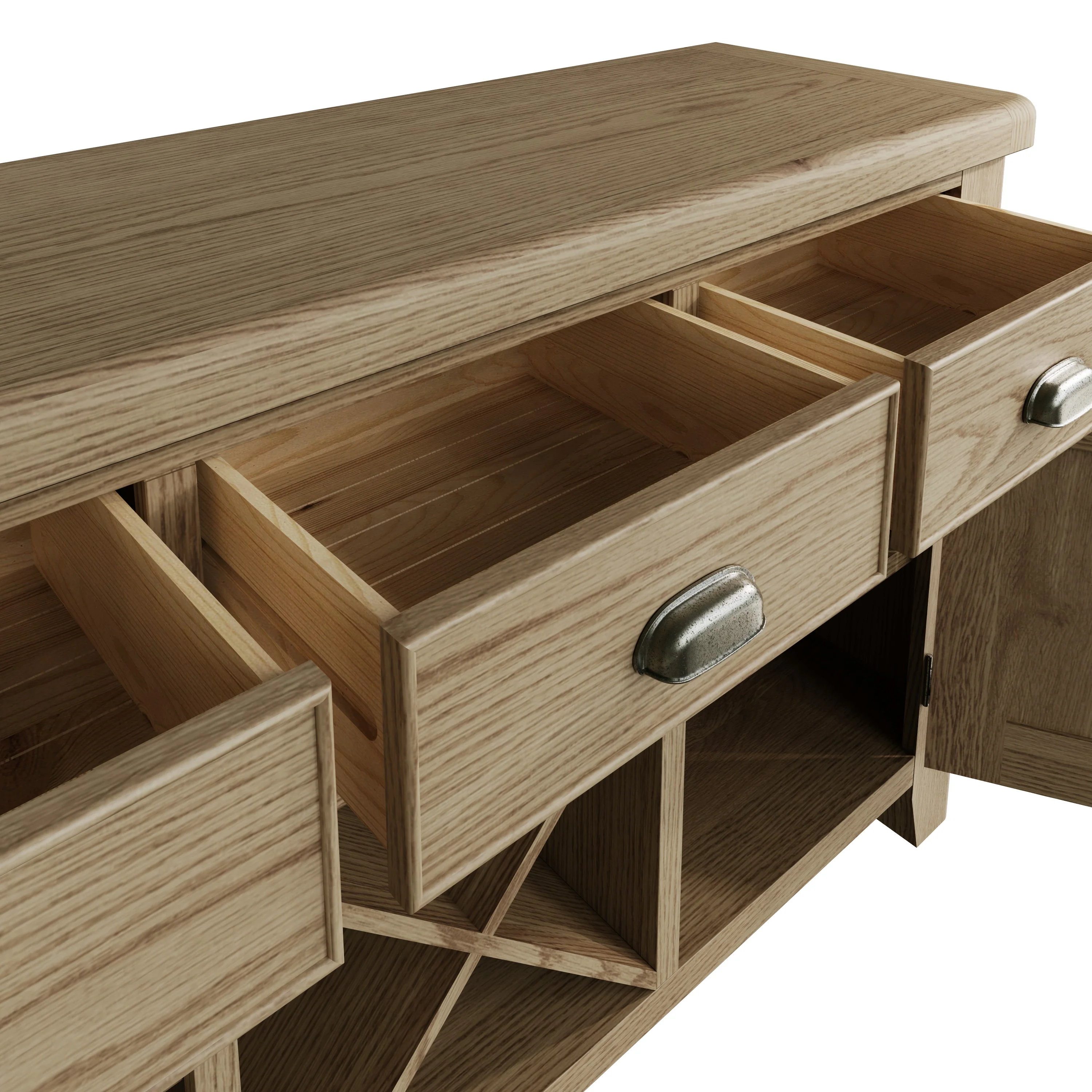 Hove Smoked Oak Large Sideboard Wine Rack - Image 6
