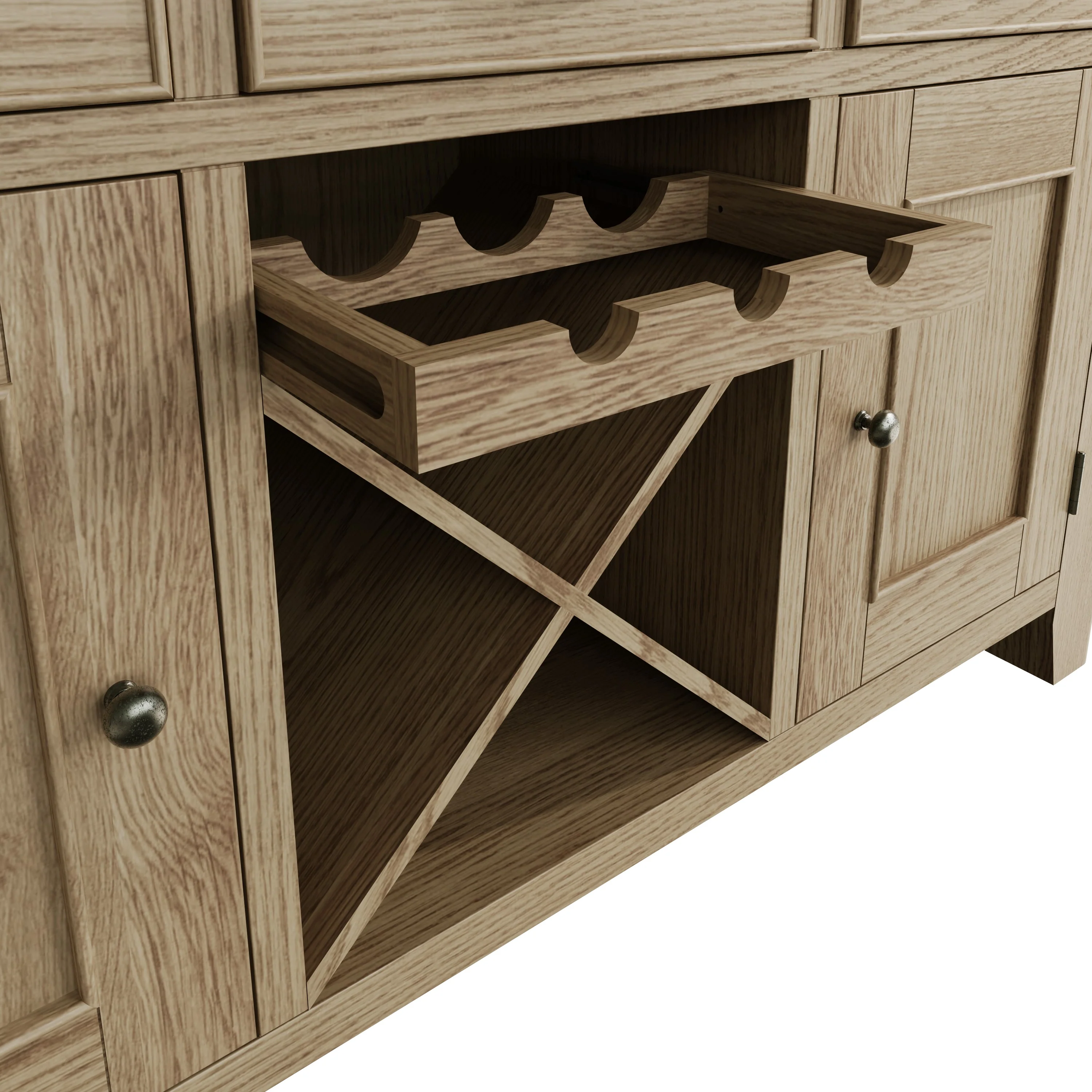 Hove Smoked Oak Large Sideboard Wine Rack - Image 7