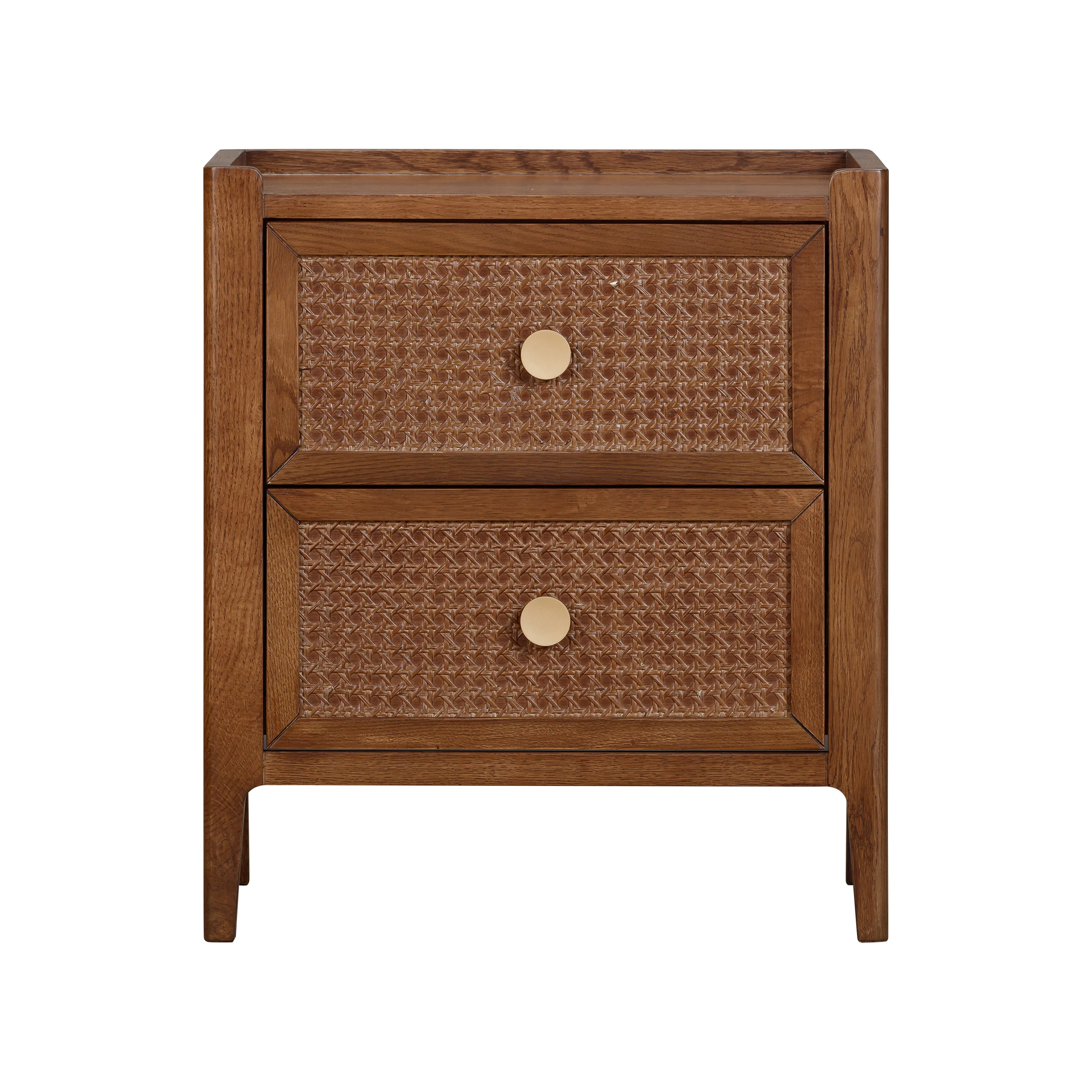 Lombok Walnut Rattan 2 Drawer Bedside Table - Image 3