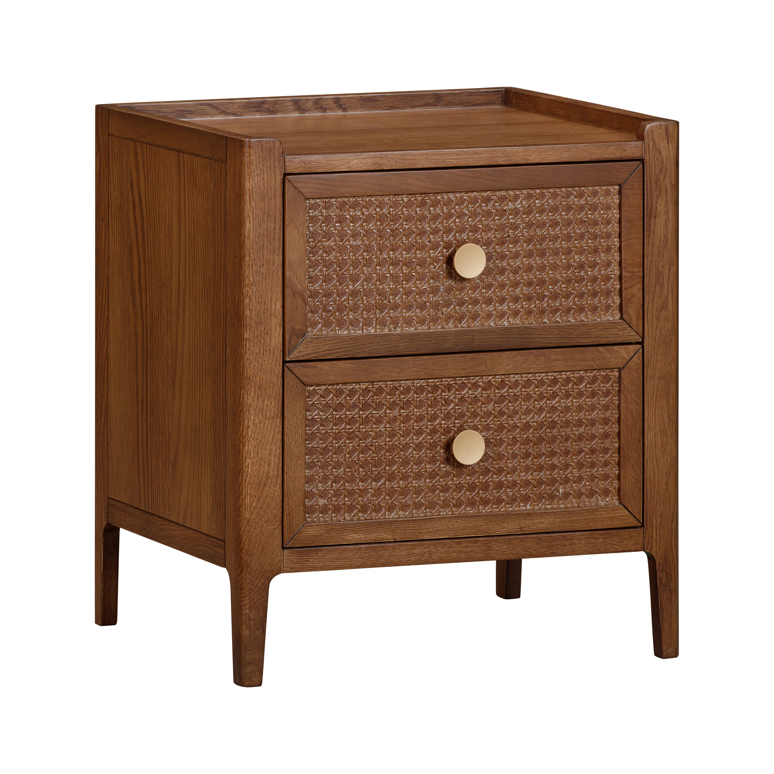 Lombok Walnut Rattan 2 Drawer Bedside Table - Image 4