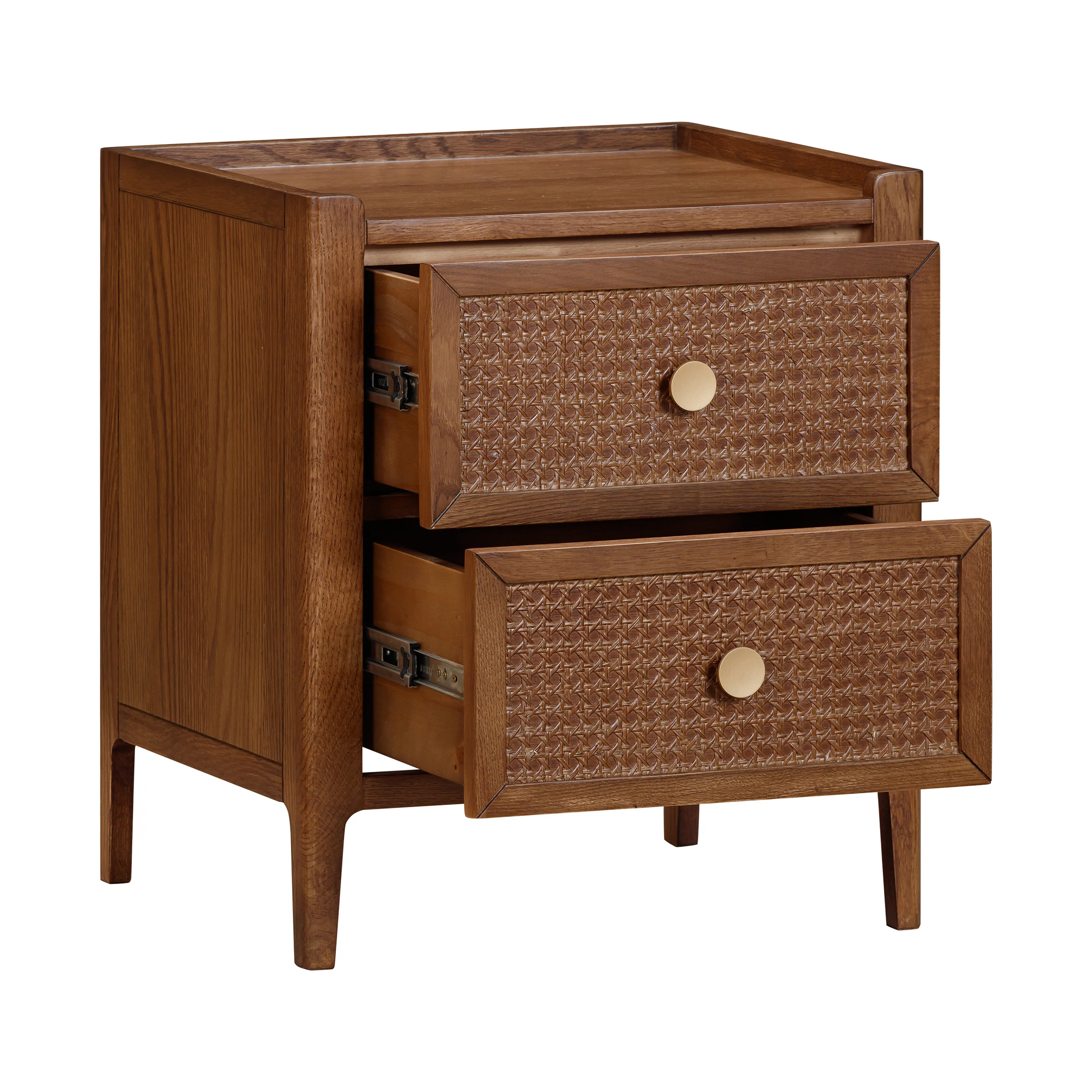 Lombok Walnut Rattan 2 Drawer Bedside Table - Image 5