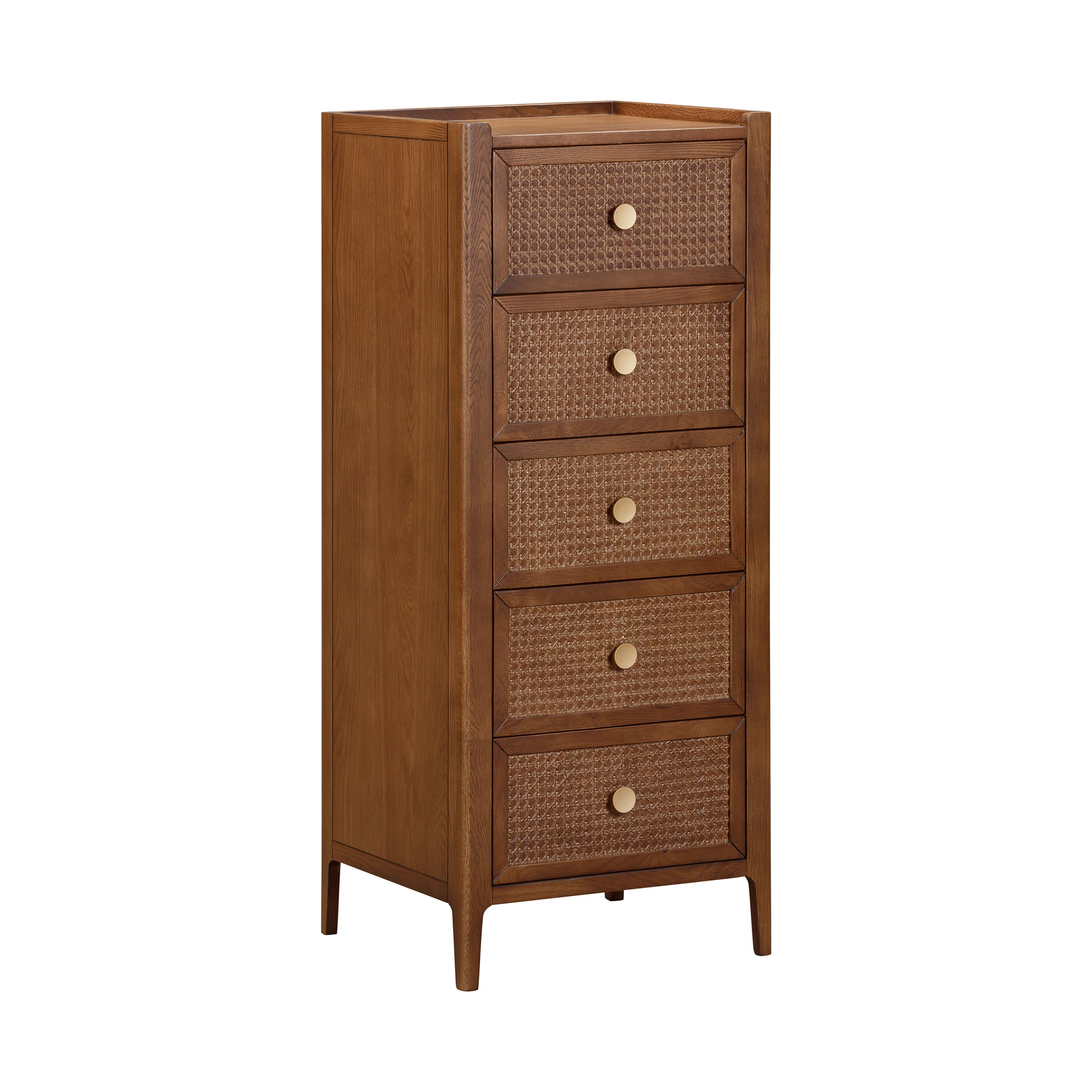Lombok Walnut Rattan 5 Drawer Tall Chest - Image 3