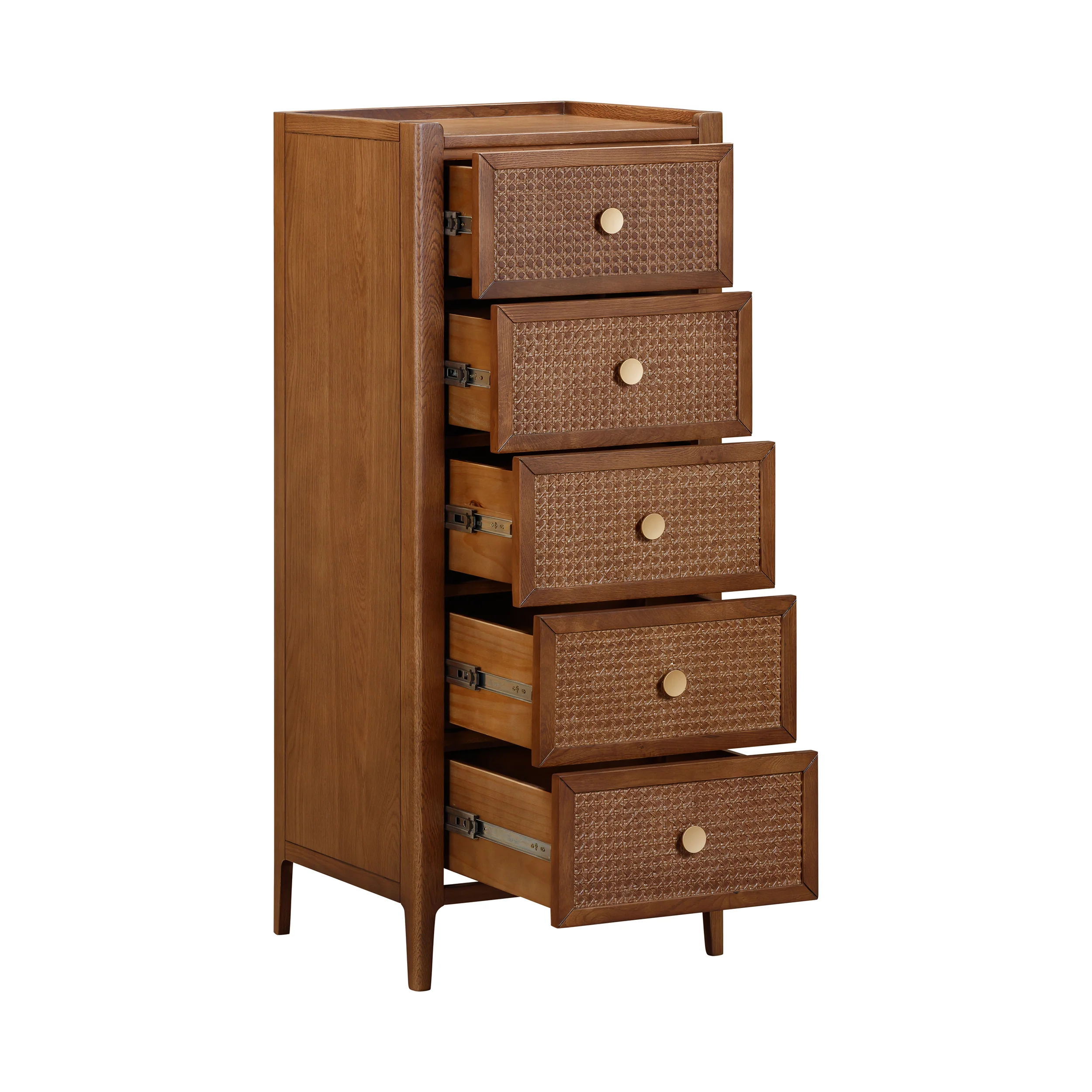 Lombok Walnut Rattan 5 Drawer Tall Chest - Image 4