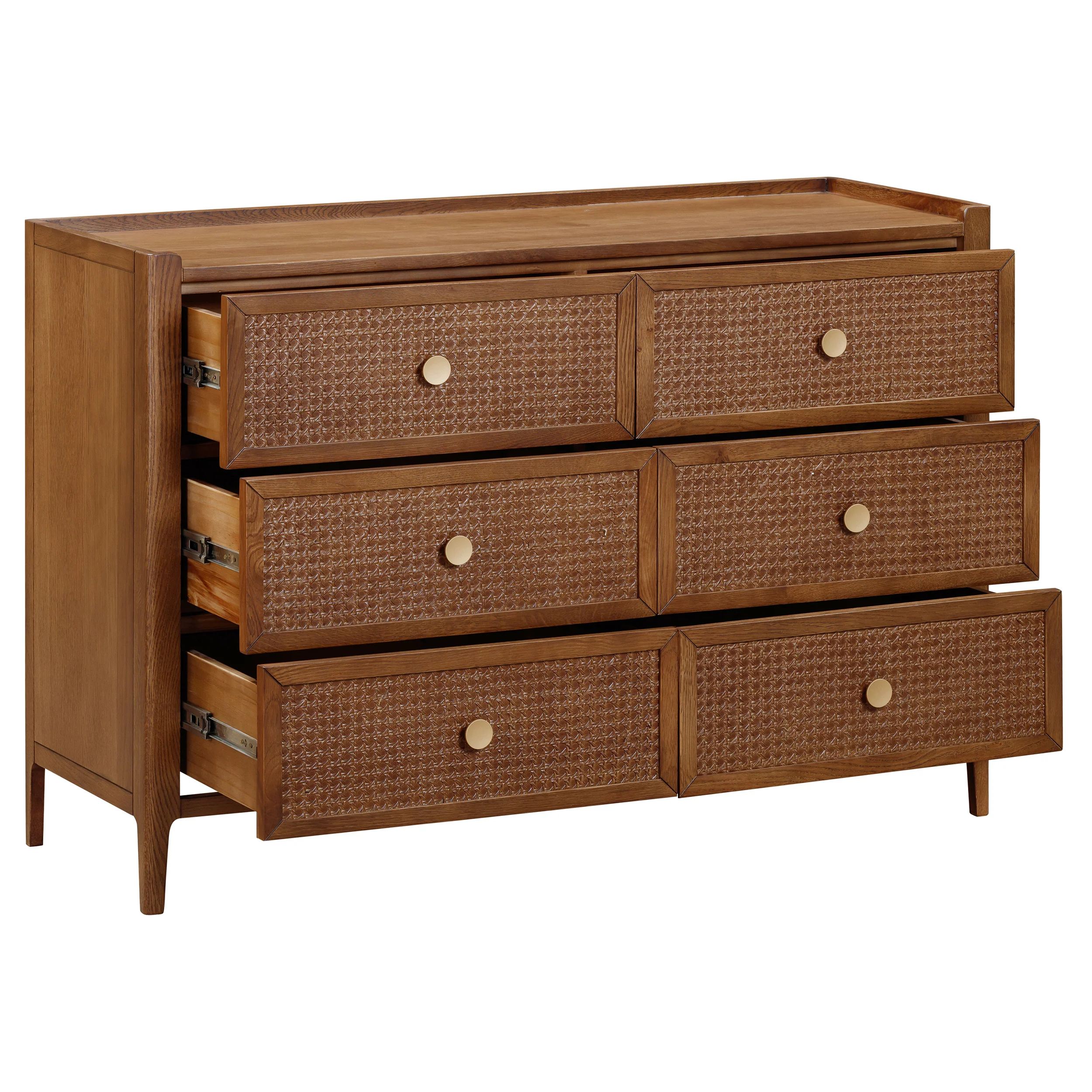 Lombok Walnut Rattan 6 Drawer Chest - Image 4
