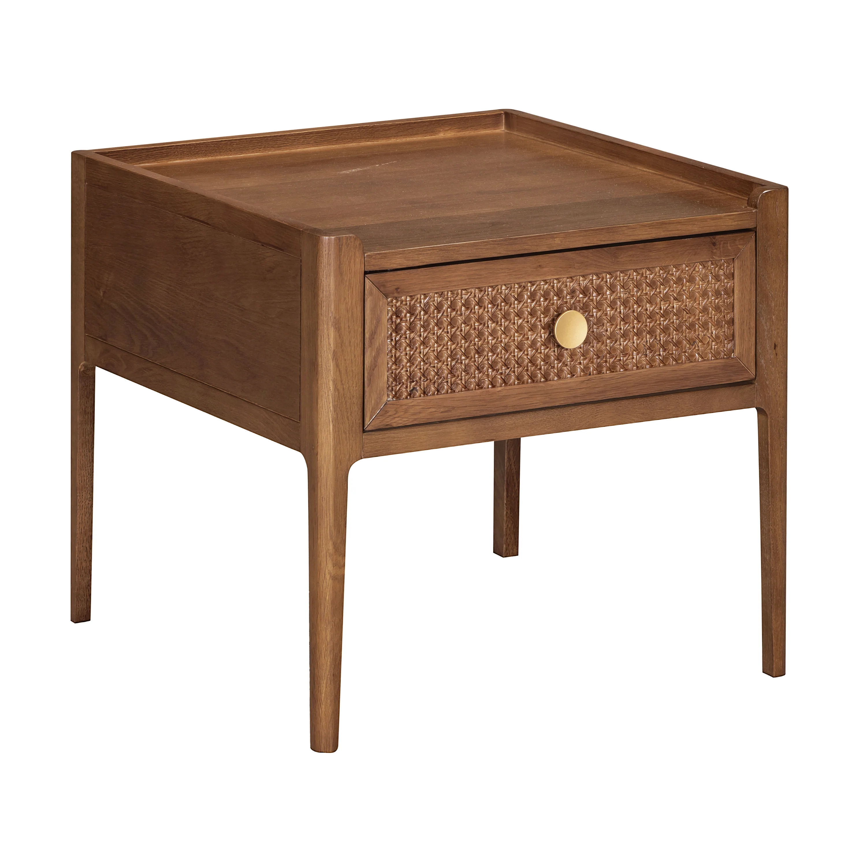 Lombok Walnut Rattan Lamp Table - Image 4