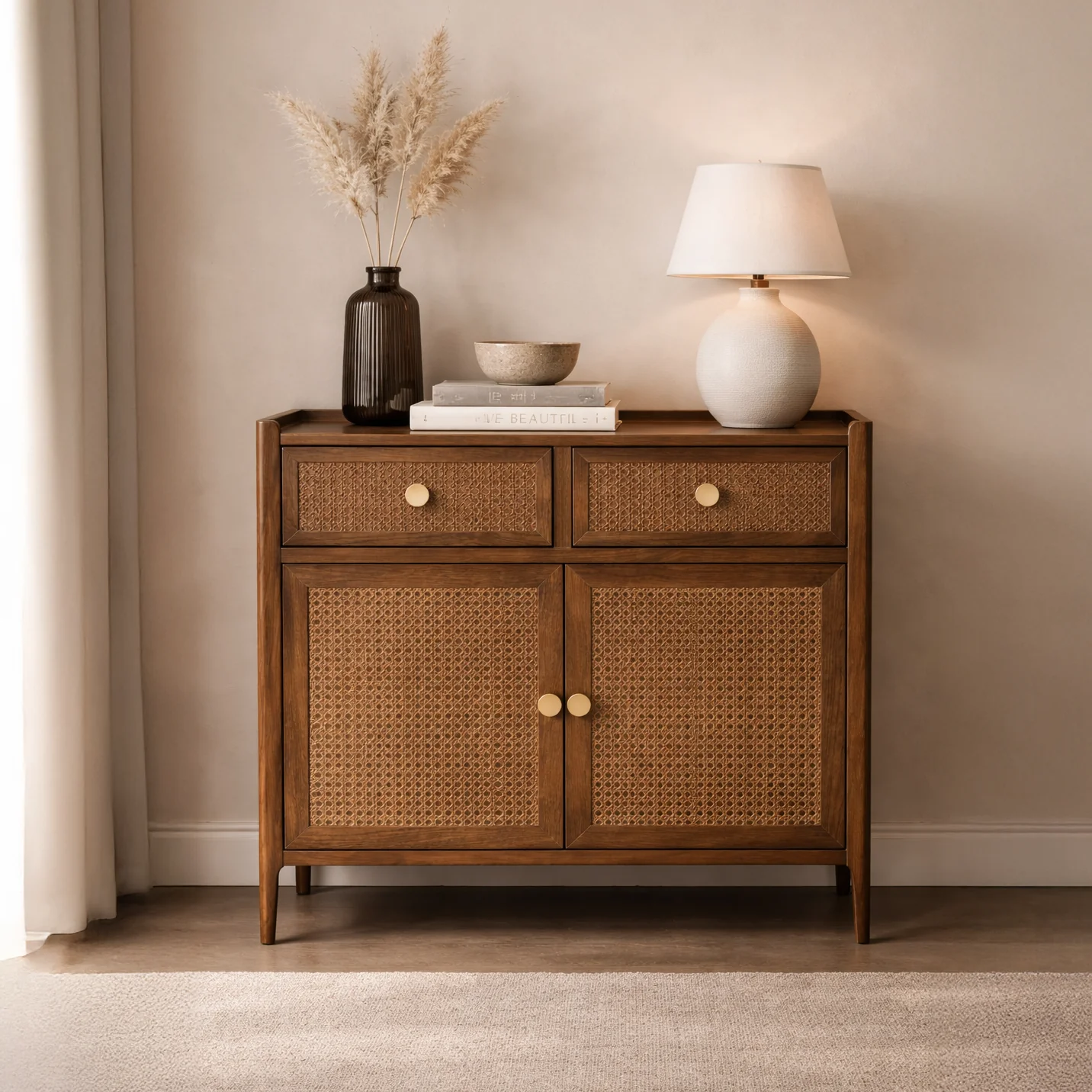 Lombok Walnut Rattan Sideboard