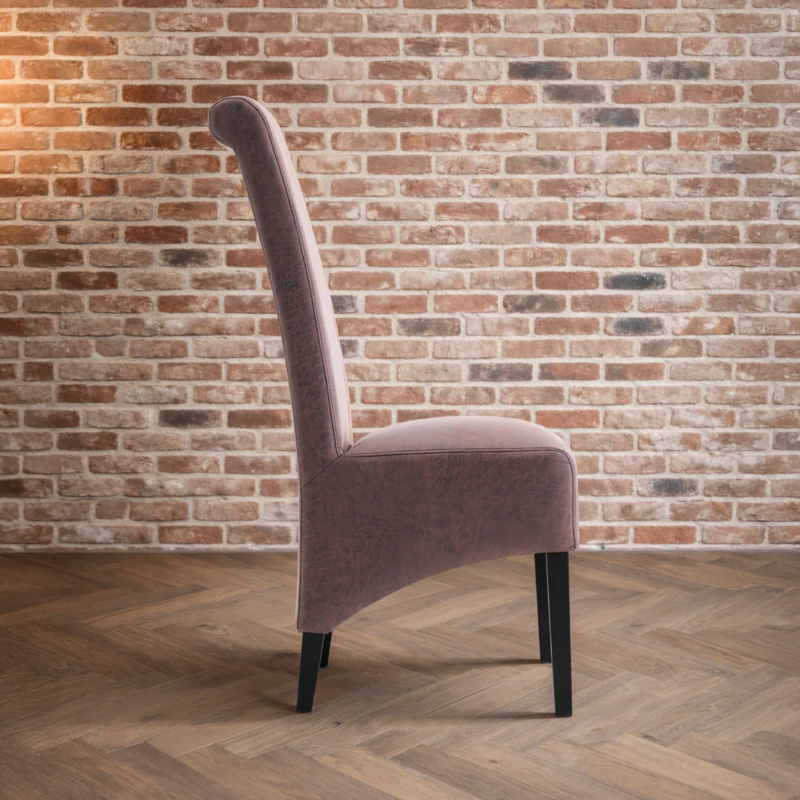 London Antique Faux Leather Dining Chair | Brown - Image 2